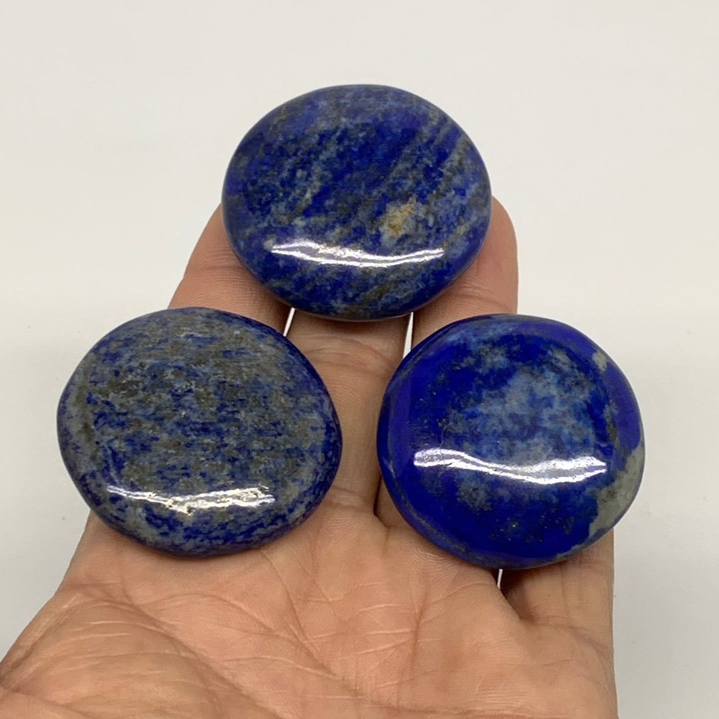 101.6g, 1.5"-1.6", 3pcs, Natural Lapis Lazuli Palm Stone @Afghanistan, B36915