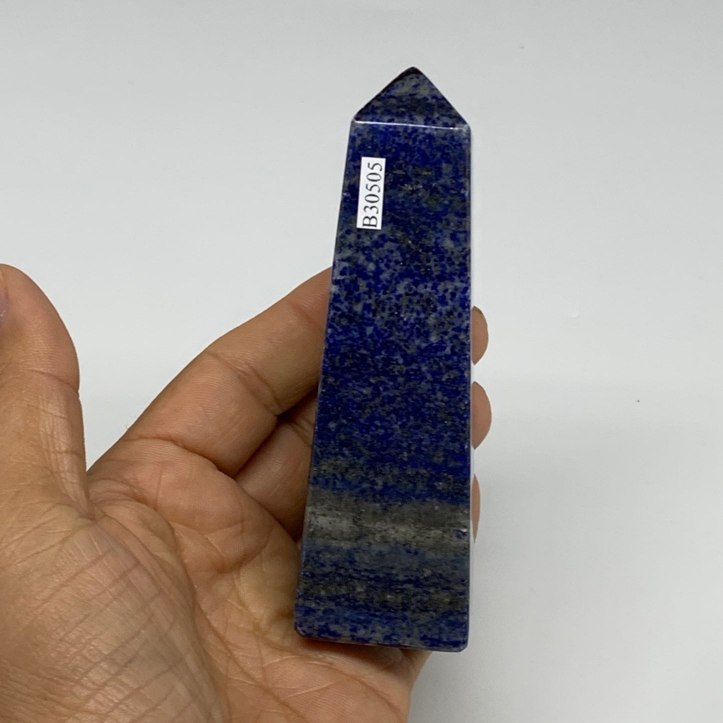 231.3g, 4.2"x1.2"x1.2", Natural Lapis Lazuli Tower Point Obelisk Afghanistan,B30