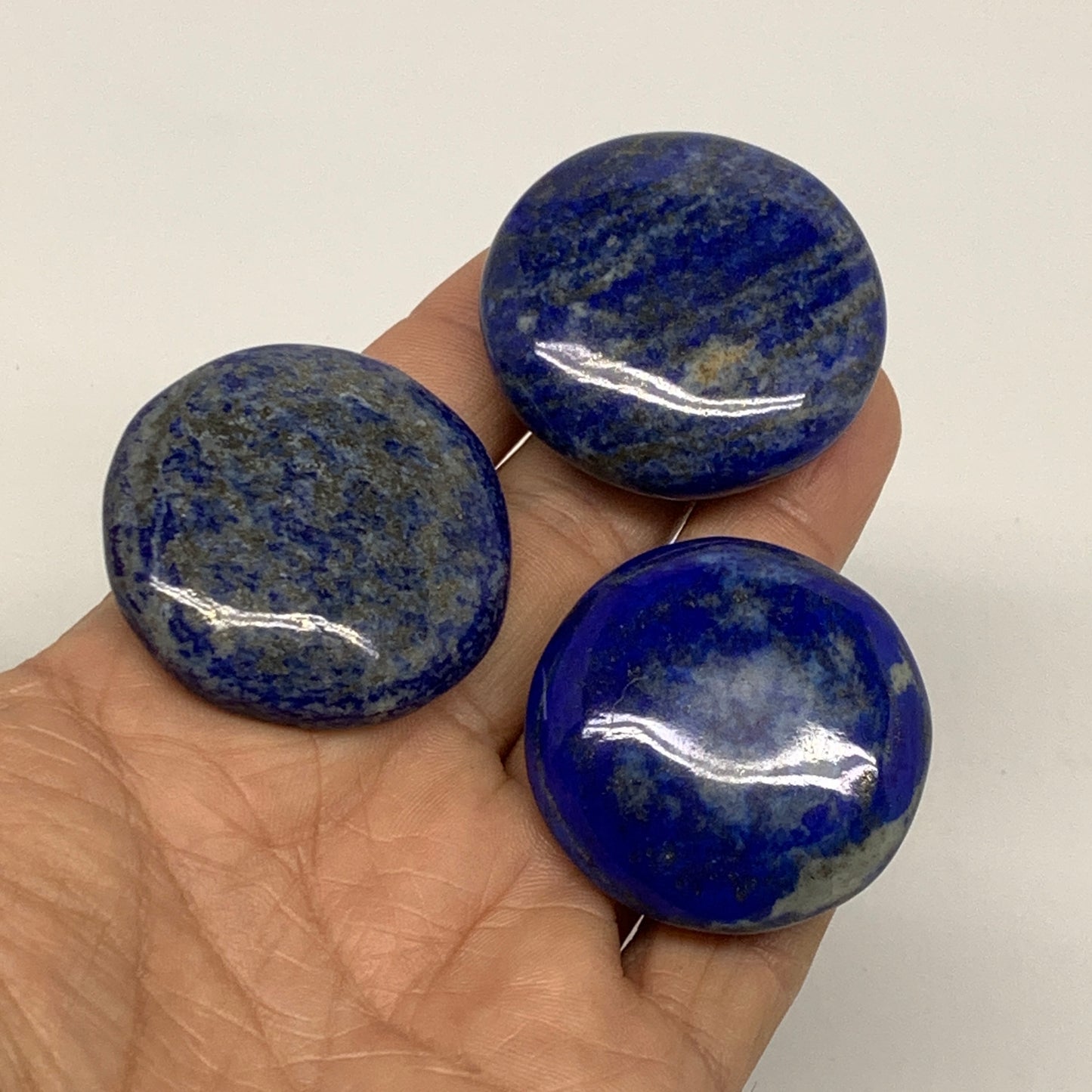 101.6g, 1.5"-1.6", 3pcs, Natural Lapis Lazuli Palm Stone @Afghanistan, B36915