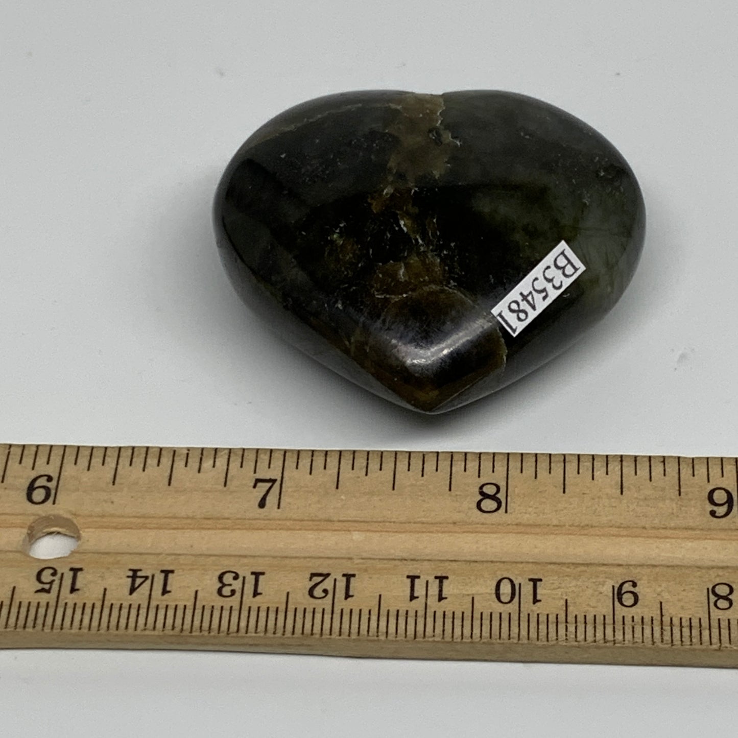 72.2g, 1.9"x2"x0.8", Natural Labradorite Heart Polished Crystal, B35481