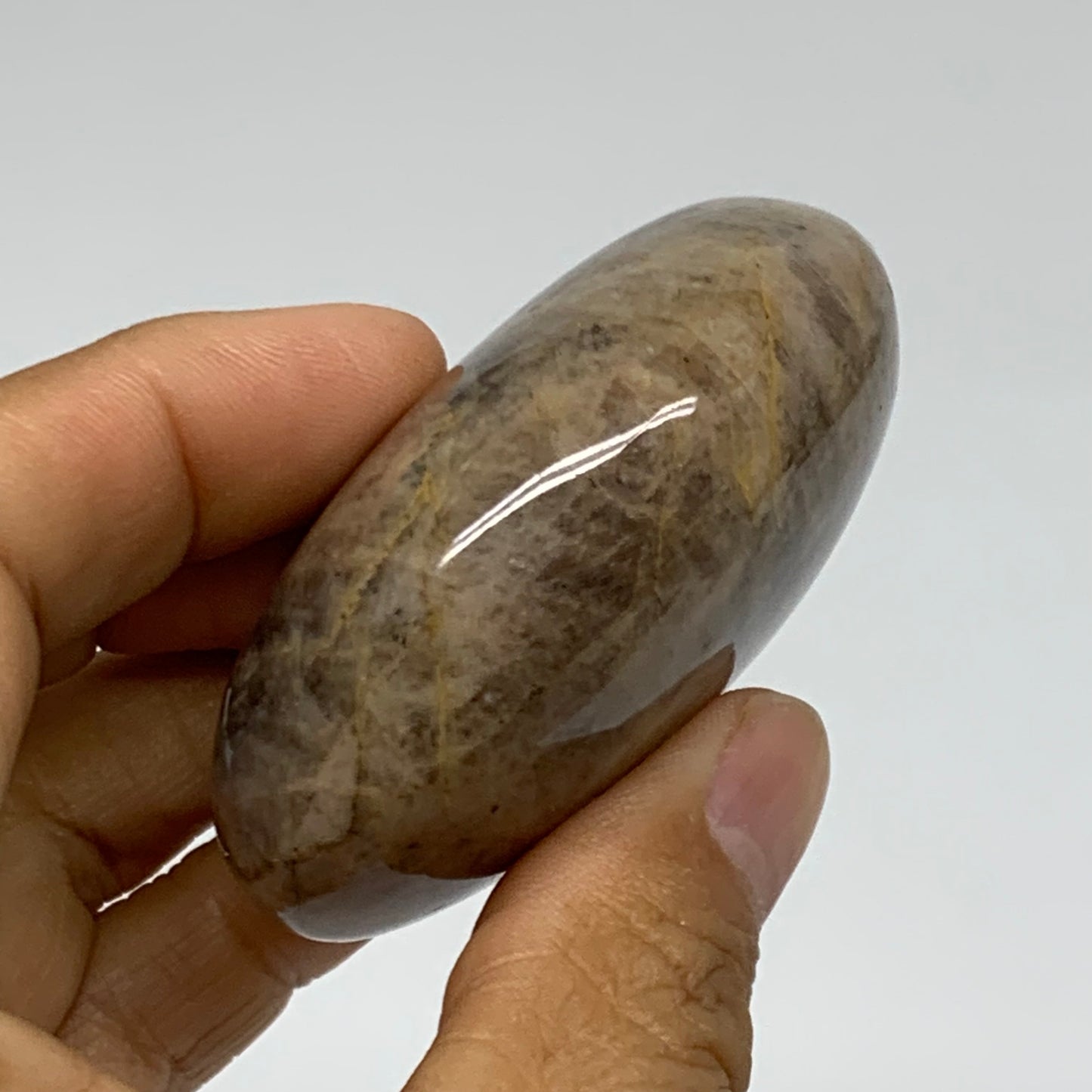 117.1g, 2.4"x2"x1.1",  Black Moonstone Crystal Palm-Stone Polished, B37748