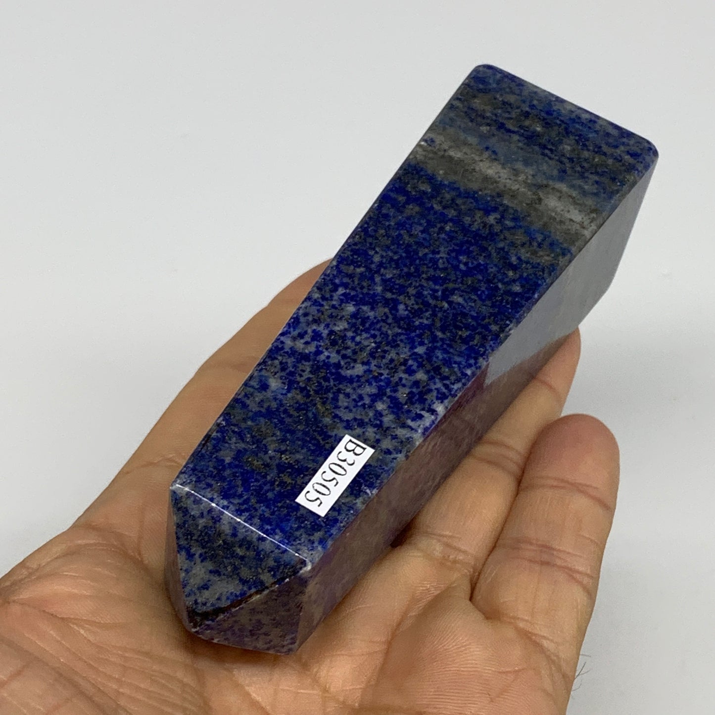 231.3g, 4.2"x1.2"x1.2", Natural Lapis Lazuli Tower Point Obelisk Afghanistan,B30