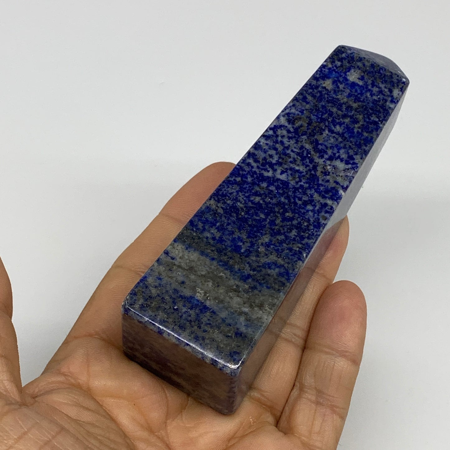 231.3g, 4.2"x1.2"x1.2", Natural Lapis Lazuli Tower Point Obelisk Afghanistan,B30