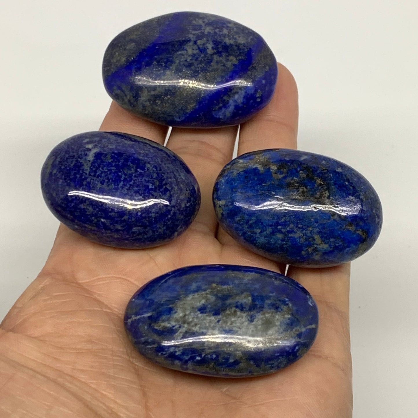 145.6g, 1.6"-1.8", 4pcs, Natural Lapis Lazuli Palm Stone @Afghanistan, B36916