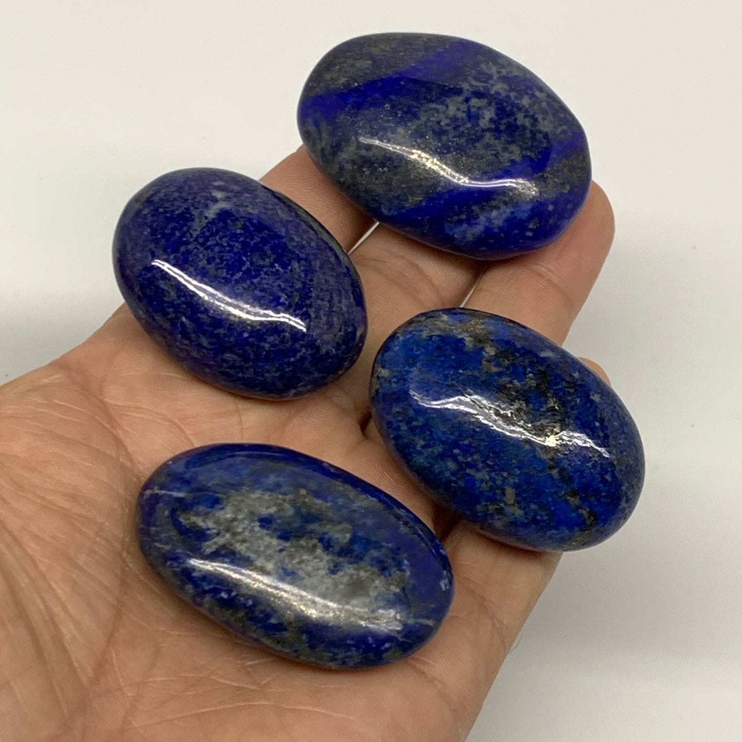 145.6g, 1.6"-1.8", 4pcs, Natural Lapis Lazuli Palm Stone @Afghanistan, B36916