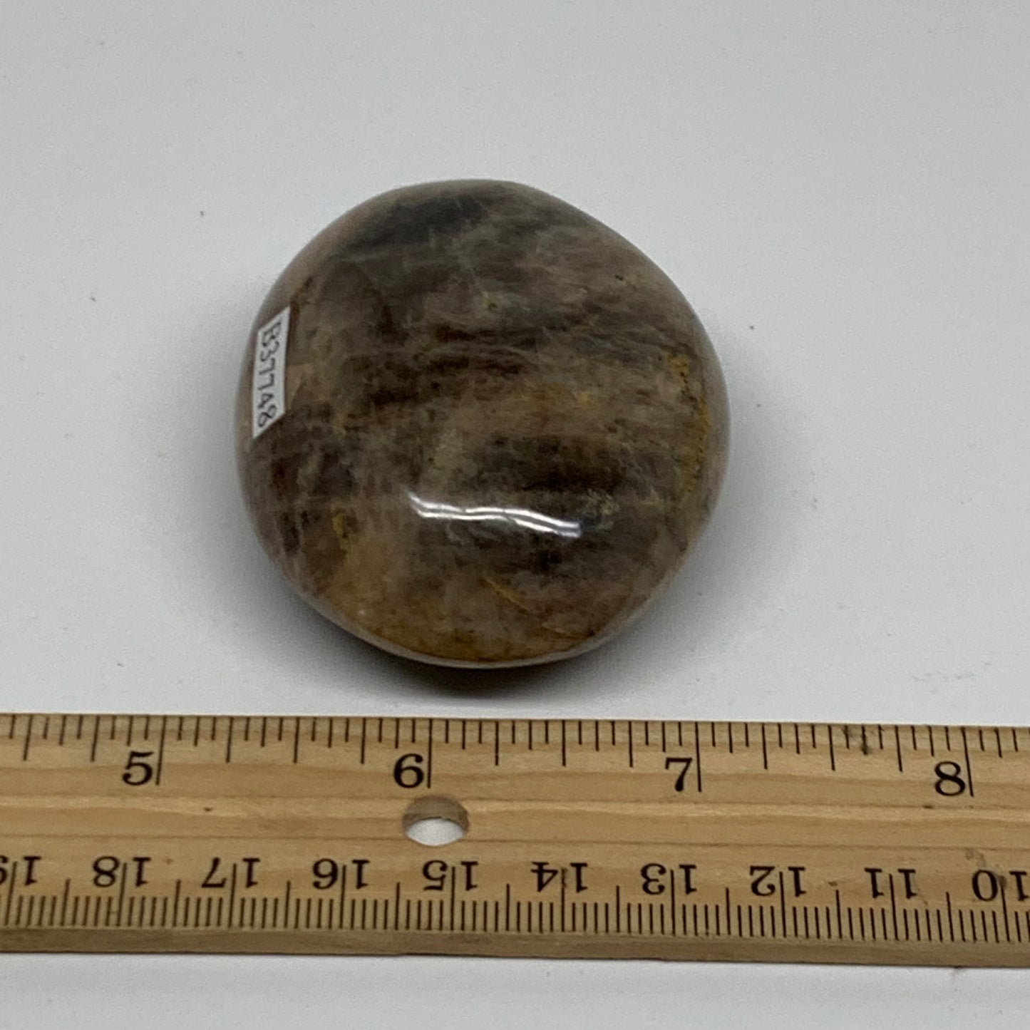 117.1g, 2.4"x2"x1.1",  Black Moonstone Crystal Palm-Stone Polished, B37748