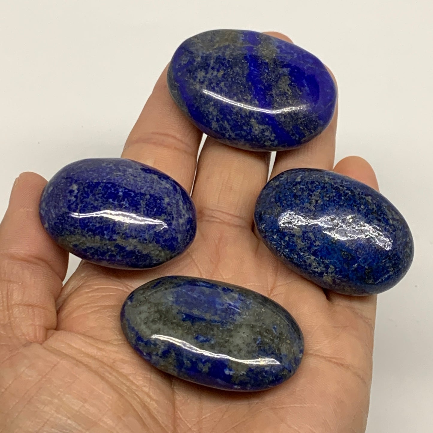 145.6g, 1.6"-1.8", 4pcs, Natural Lapis Lazuli Palm Stone @Afghanistan, B36916