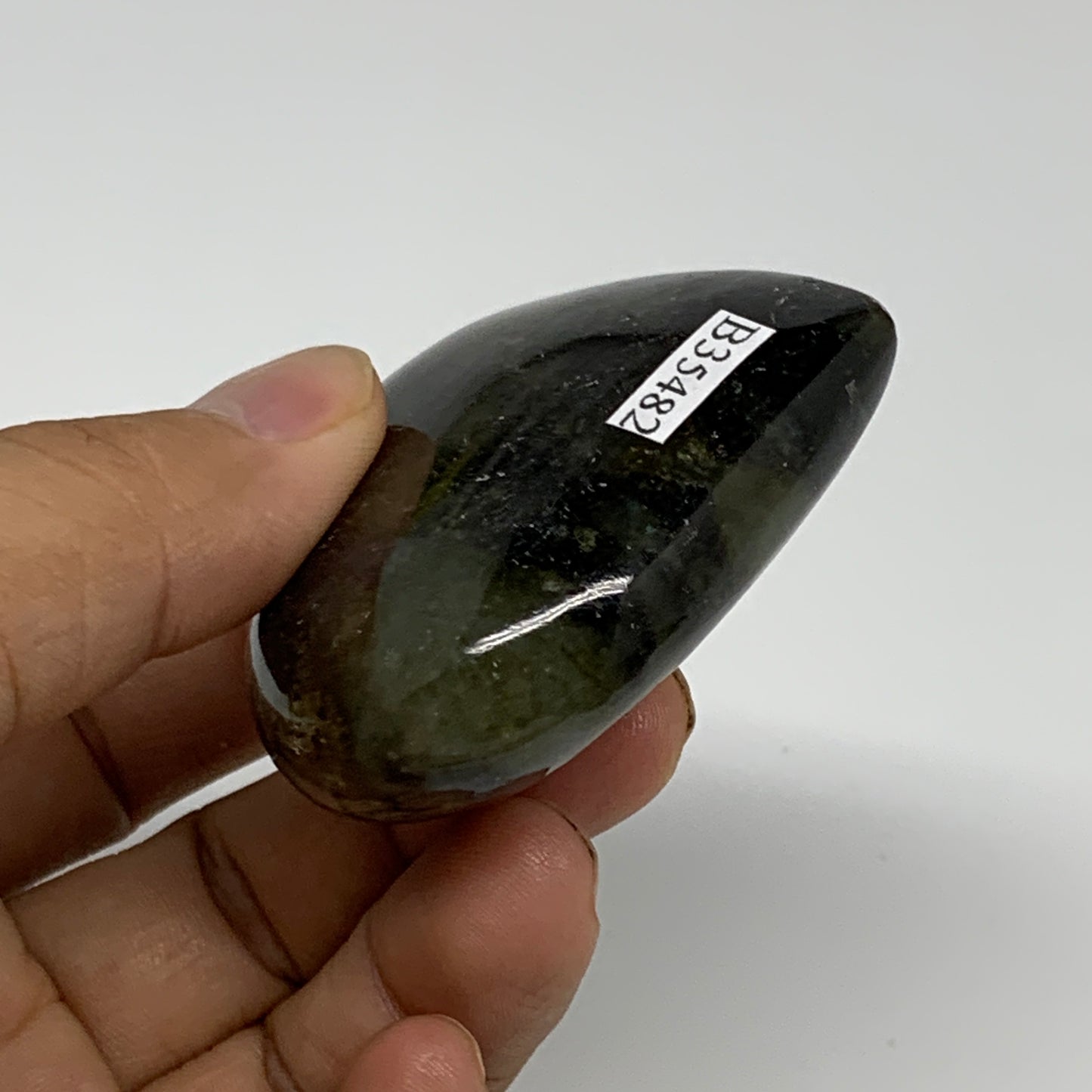 109.9g, 2.1"x2.3"x0.8", Natural Labradorite Heart Polished Crystal, B35482
