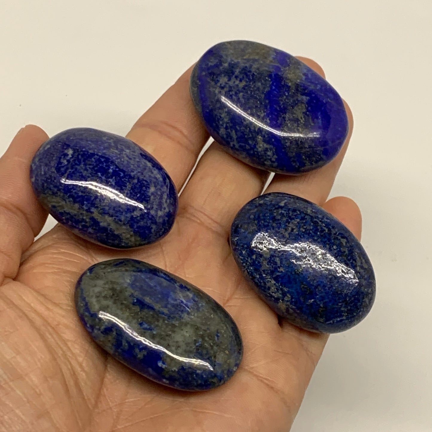 145.6g, 1.6"-1.8", 4pcs, Natural Lapis Lazuli Palm Stone @Afghanistan, B36916