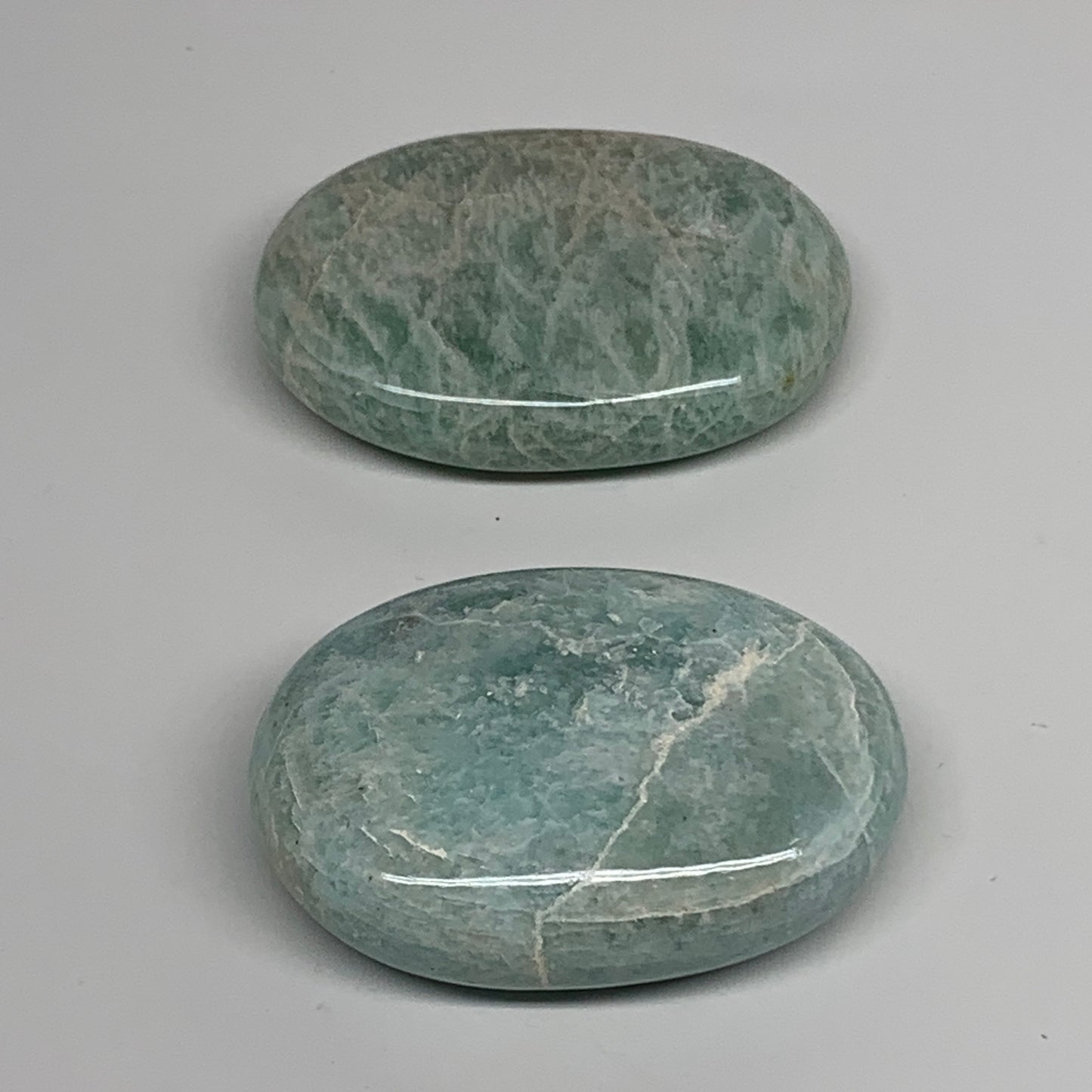 144g, 2.3"-2.4", 2pcs, Natural Amazonite Palm-Stone Tumbled Polished, B34712