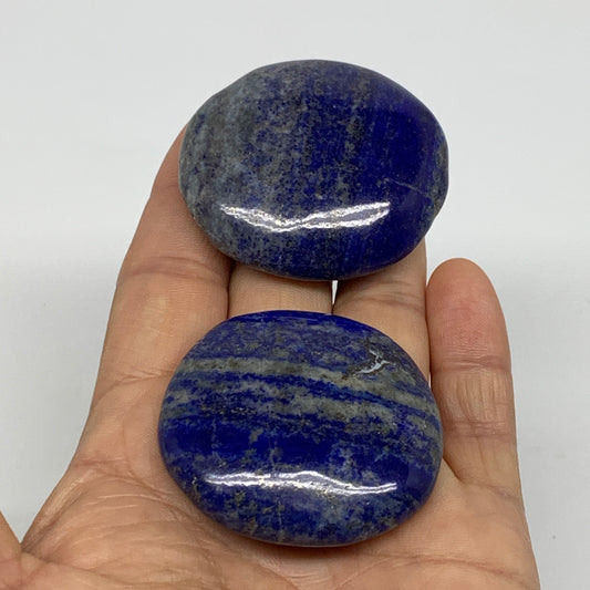 105.9g, 1.8"-1.9", 2pcs, Natural Lapis Lazuli Palm Stone @Afghanistan, B36917