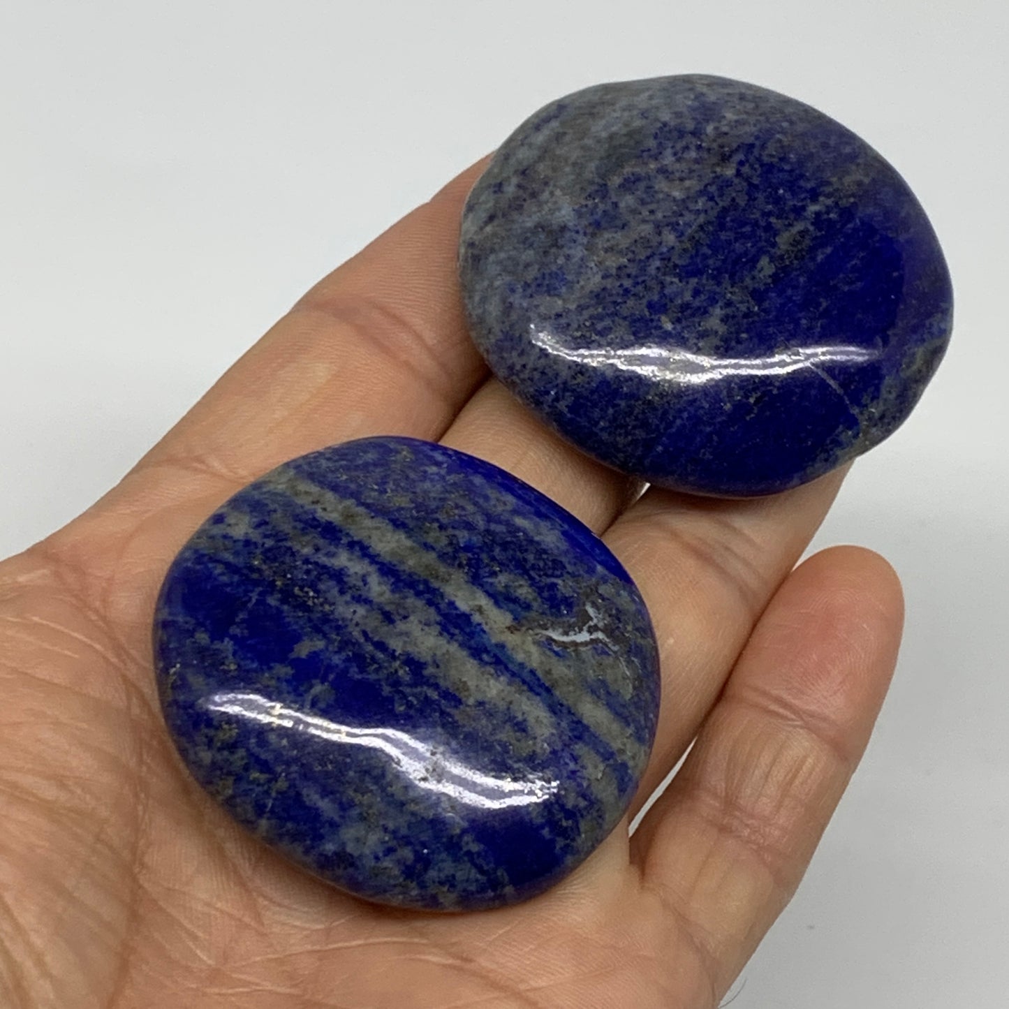 105.9g, 1.8"-1.9", 2pcs, Natural Lapis Lazuli Palm Stone @Afghanistan, B36917