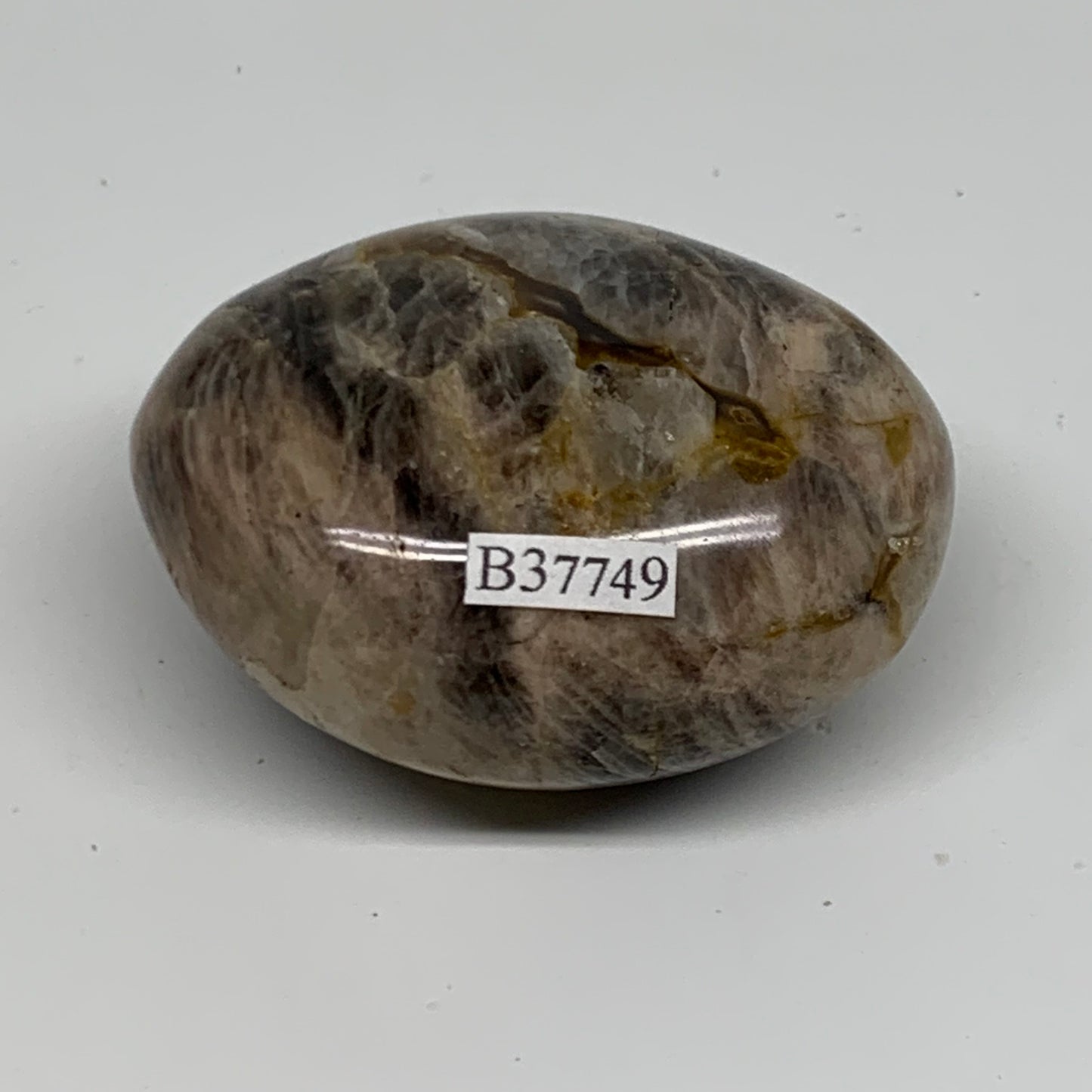 119.9g, 2.3"x1.9"x1.3",  Black Moonstone Crystal Palm-Stone Polished, B37749