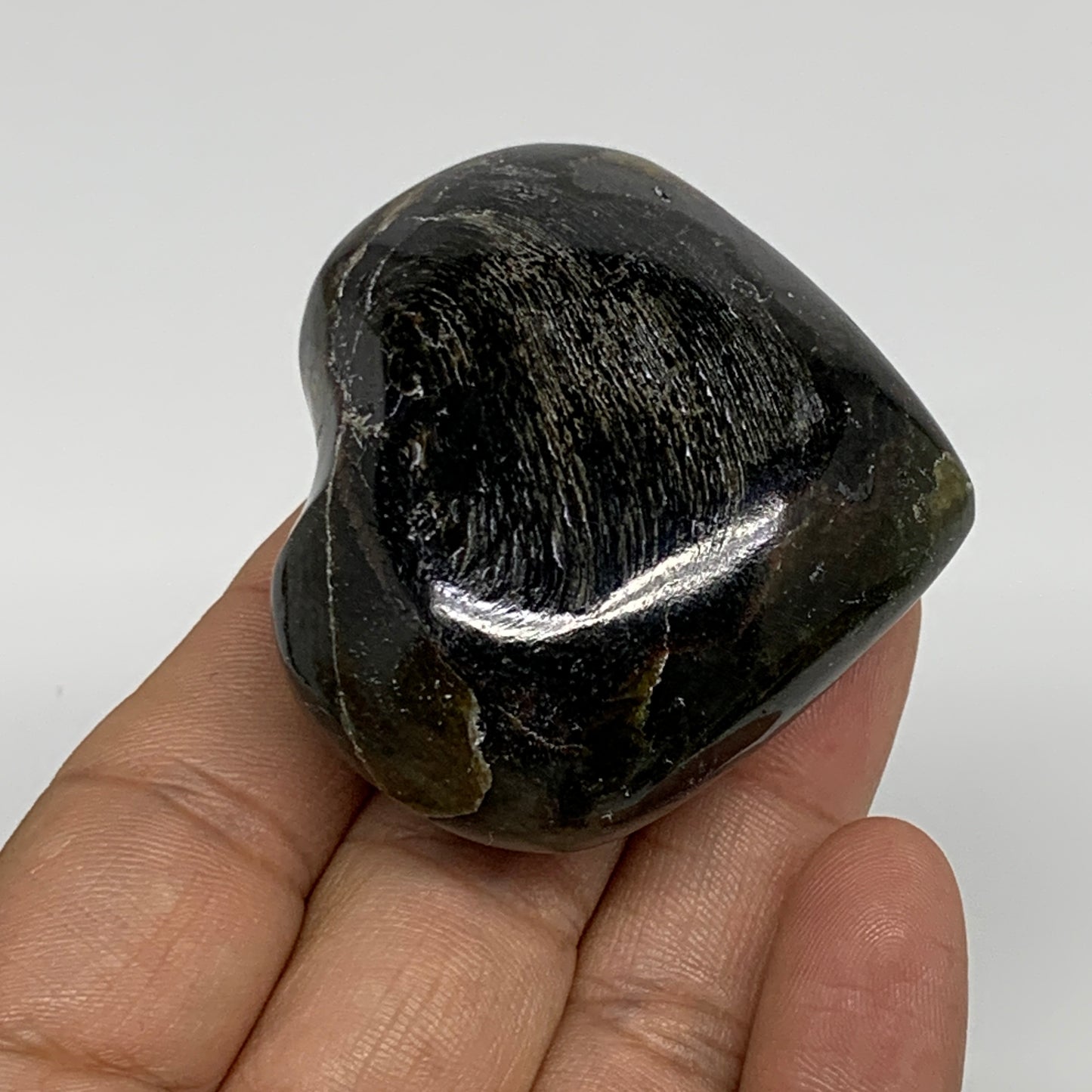 97.1g, 1.9"x2.1"x1", Natural Labradorite Heart Polished Crystal, B35483