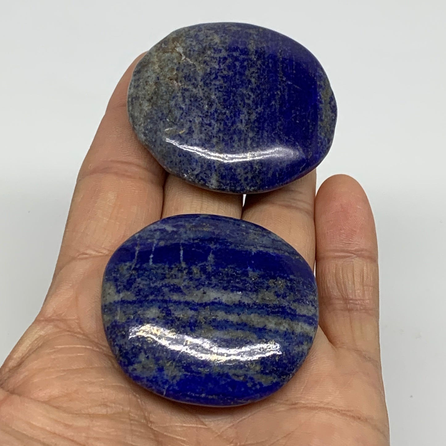 105.9g, 1.8"-1.9", 2pcs, Natural Lapis Lazuli Palm Stone @Afghanistan, B36917