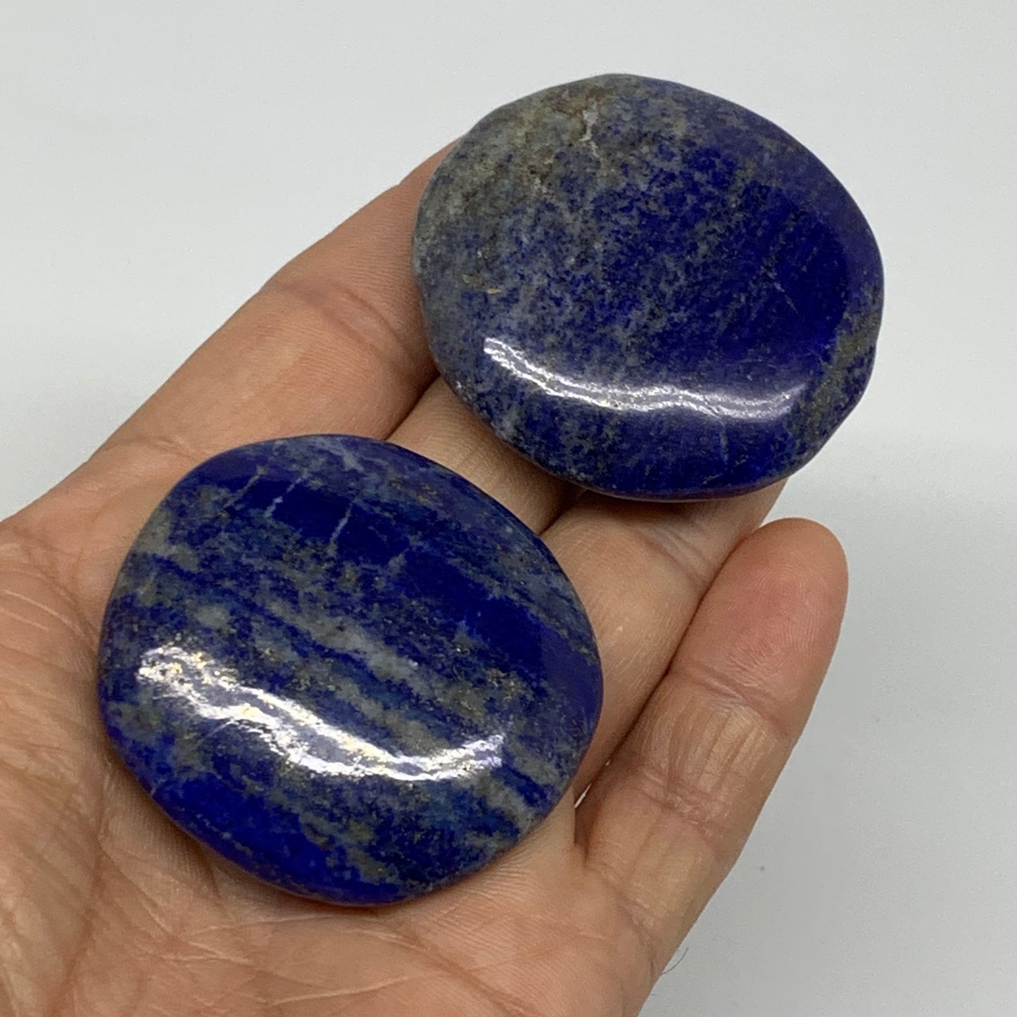 105.9g, 1.8"-1.9", 2pcs, Natural Lapis Lazuli Palm Stone @Afghanistan, B36917