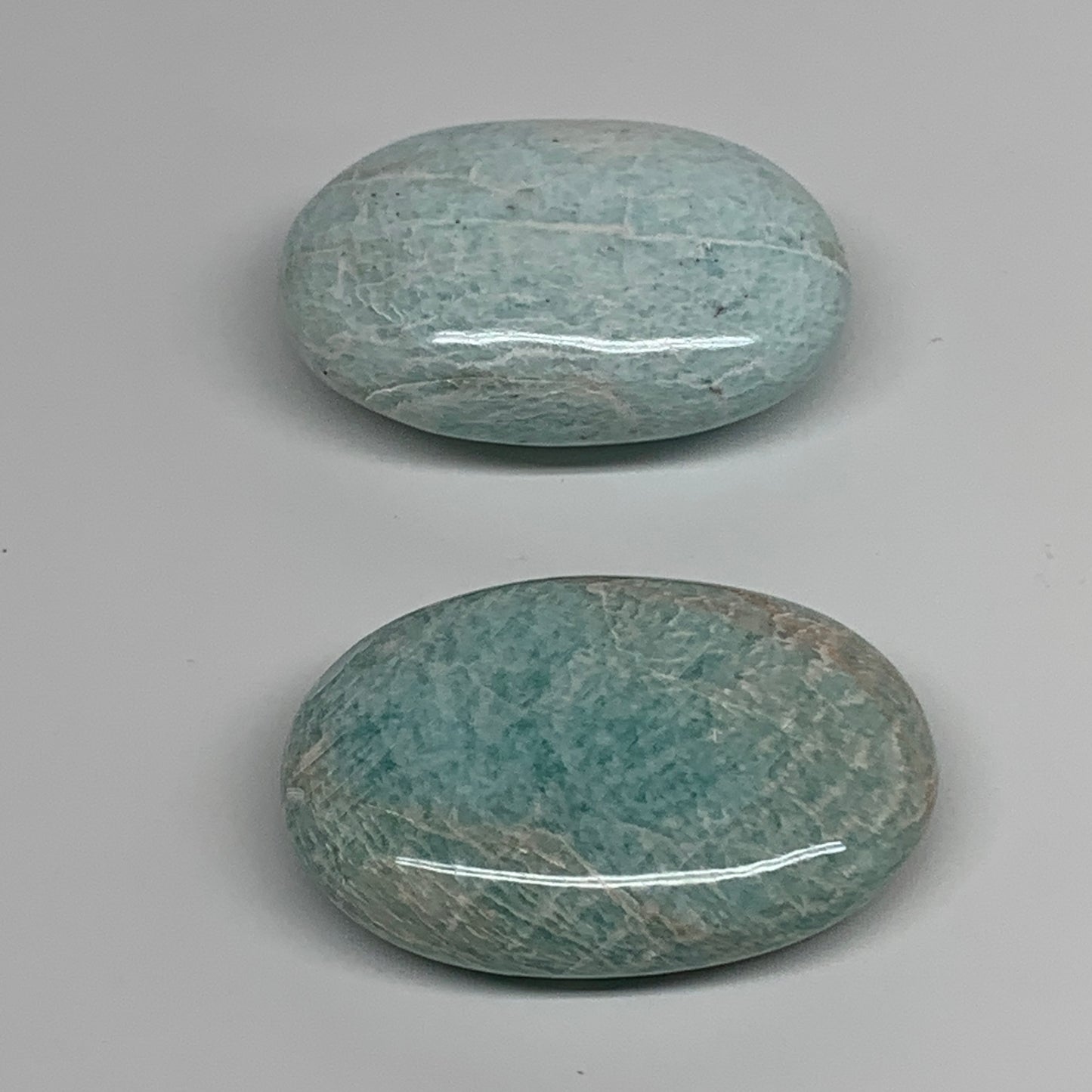 176.2g, 2.4"-2.5", 2pcs, Natural Amazonite Palm-Stone Tumbled Polished, B34713