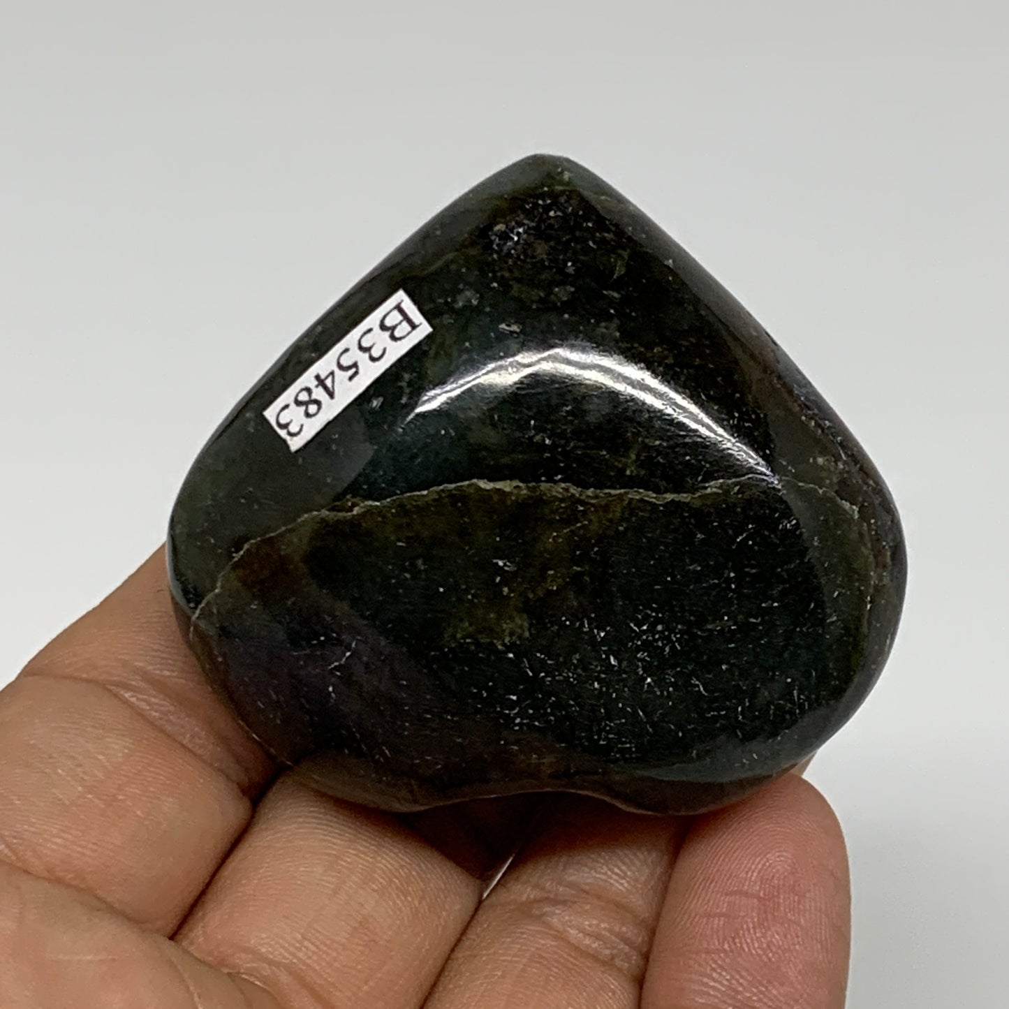 97.1g, 1.9"x2.1"x1", Natural Labradorite Heart Polished Crystal, B35483