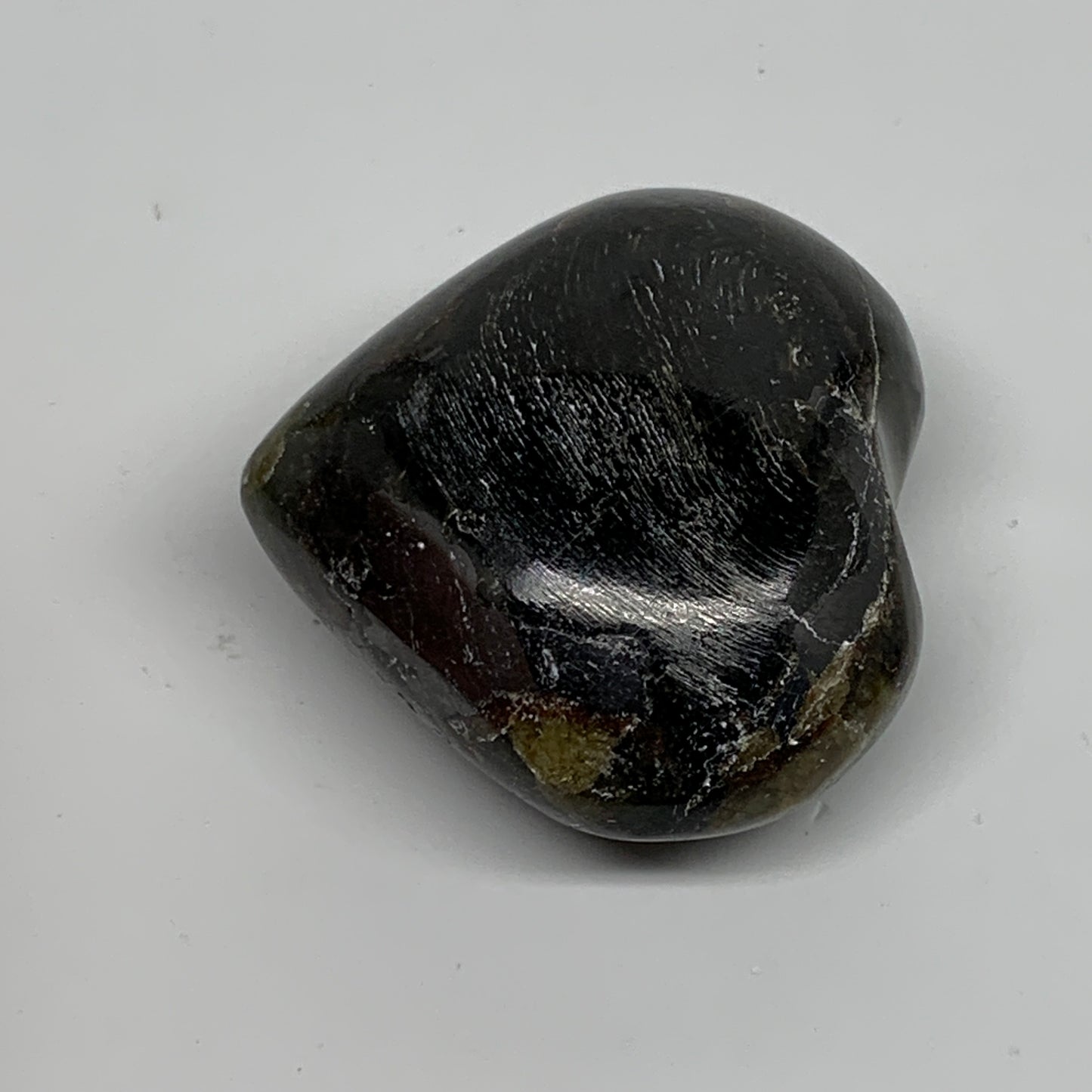 97.1g, 1.9"x2.1"x1", Natural Labradorite Heart Polished Crystal, B35483