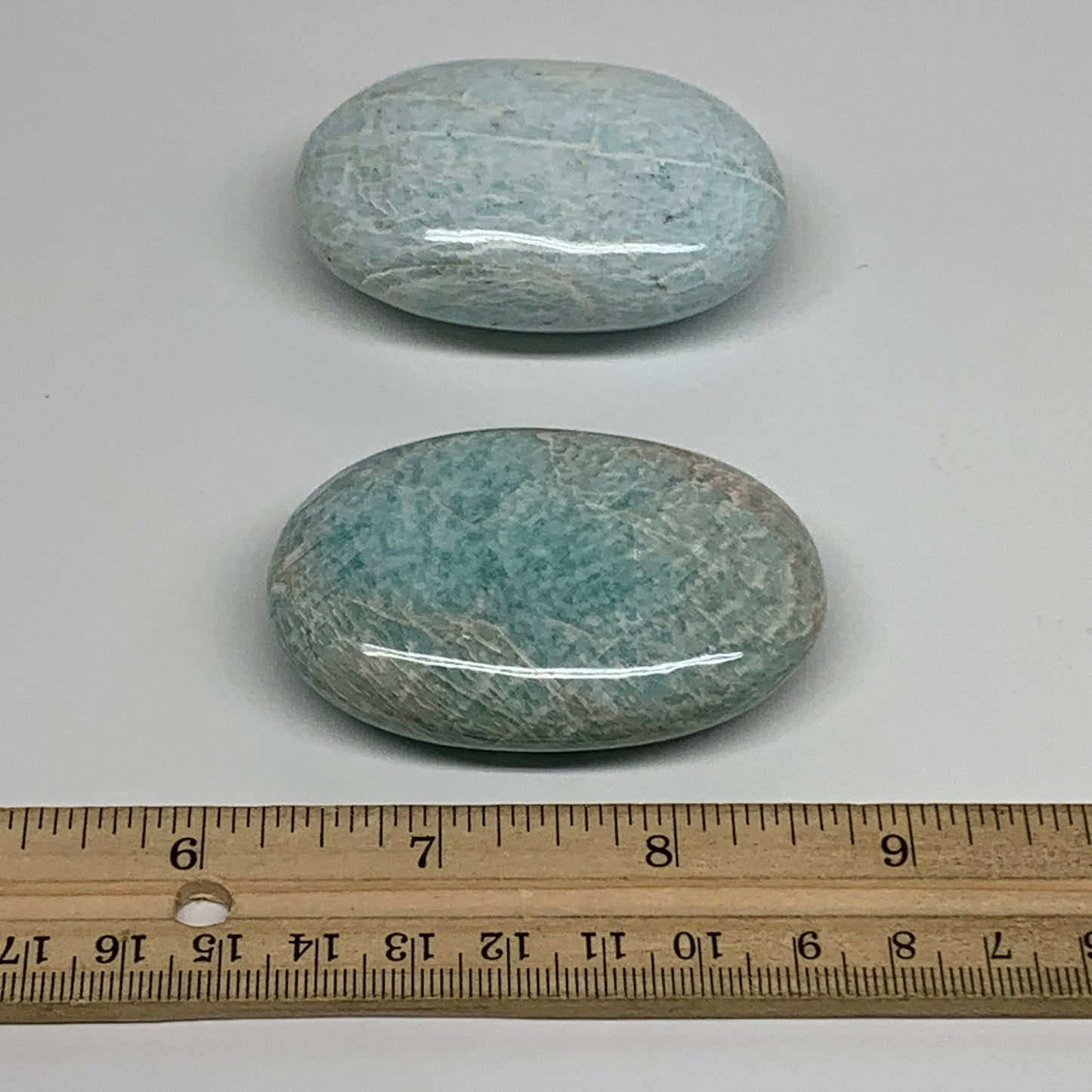 176.2g, 2.4"-2.5", 2pcs, Natural Amazonite Palm-Stone Tumbled Polished, B34713