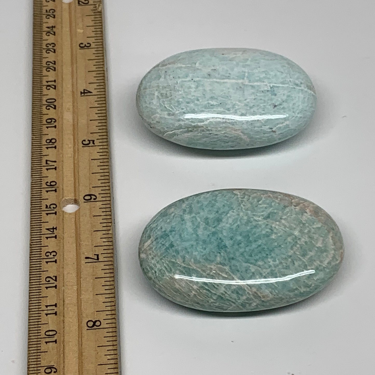 176.2g, 2.4"-2.5", 2pcs, Natural Amazonite Palm-Stone Tumbled Polished, B34713
