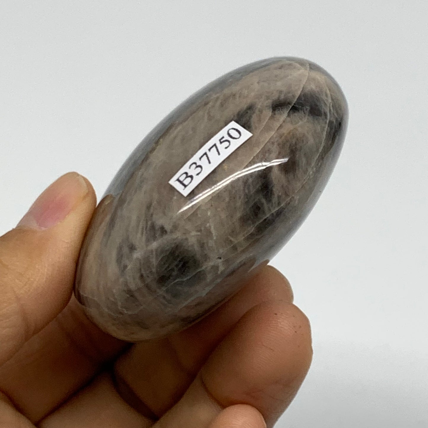 133.8g, 2.3"x2.2"x1.1",  Black Moonstone Crystal Palm-Stone Polished, B37750