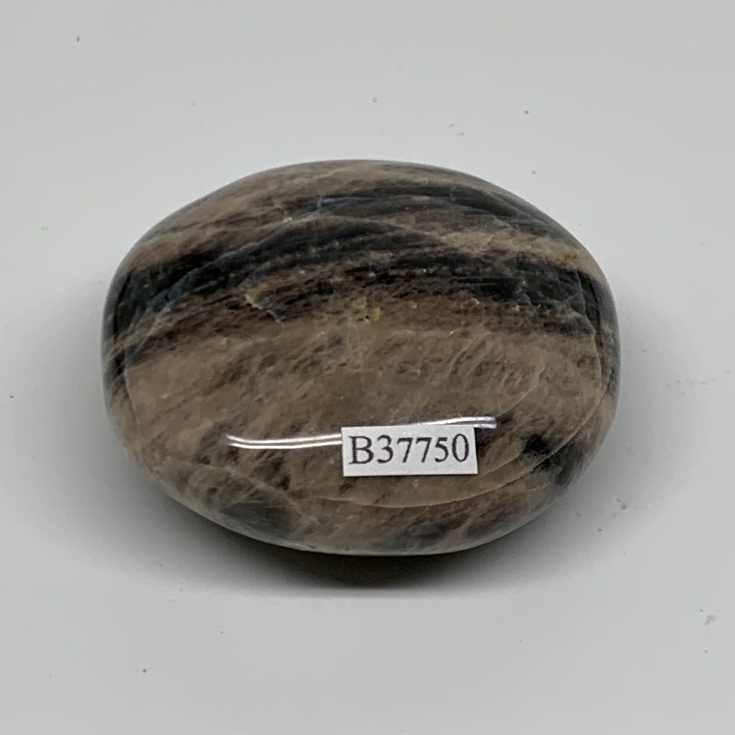 133.8g, 2.3"x2.2"x1.1",  Black Moonstone Crystal Palm-Stone Polished, B37750