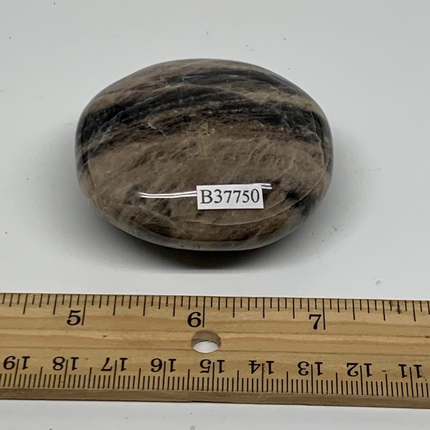 133.8g, 2.3"x2.2"x1.1",  Black Moonstone Crystal Palm-Stone Polished, B37750