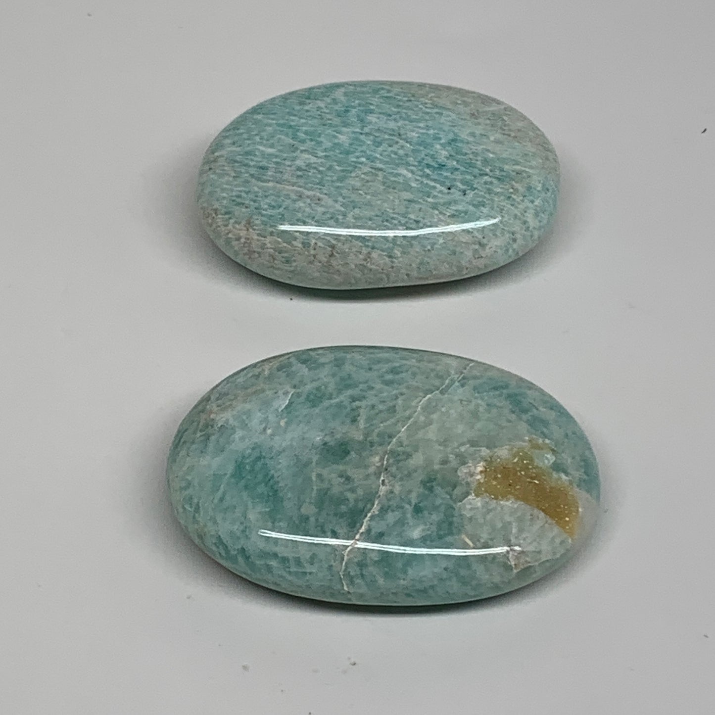 145g, 2.3"-2.5", 2pcs, Natural Amazonite Palm-Stone Tumbled Polished, B34714