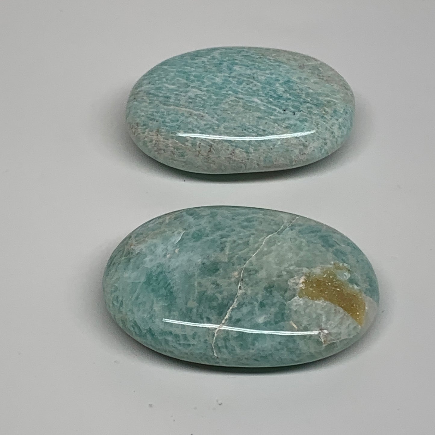 145g, 2.3"-2.5", 2pcs, Natural Amazonite Palm-Stone Tumbled Polished, B34714