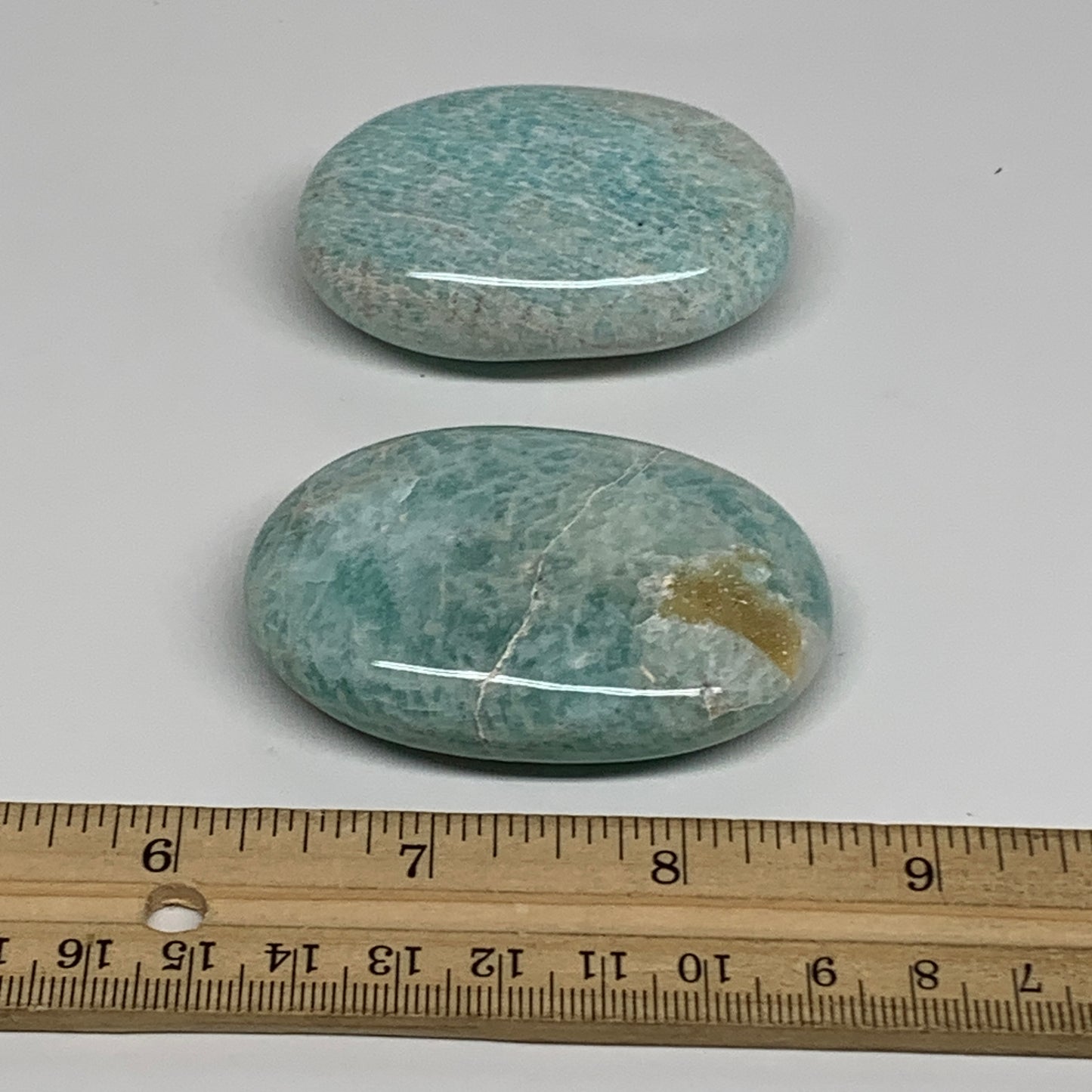 145g, 2.3"-2.5", 2pcs, Natural Amazonite Palm-Stone Tumbled Polished, B34714