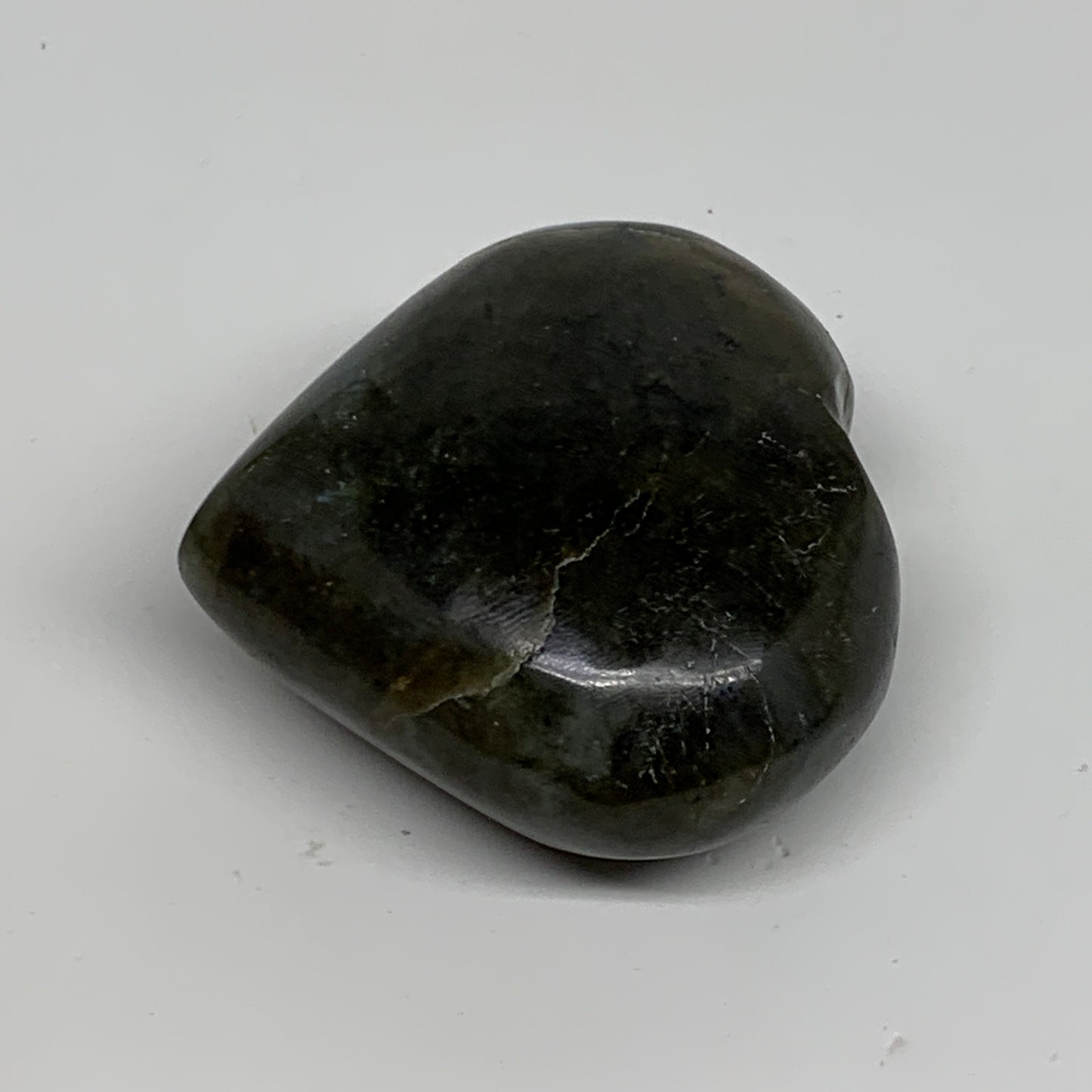 112.3g, 2.1"x2.3"x1.1", Natural Labradorite Heart Polished Crystal, B35484
