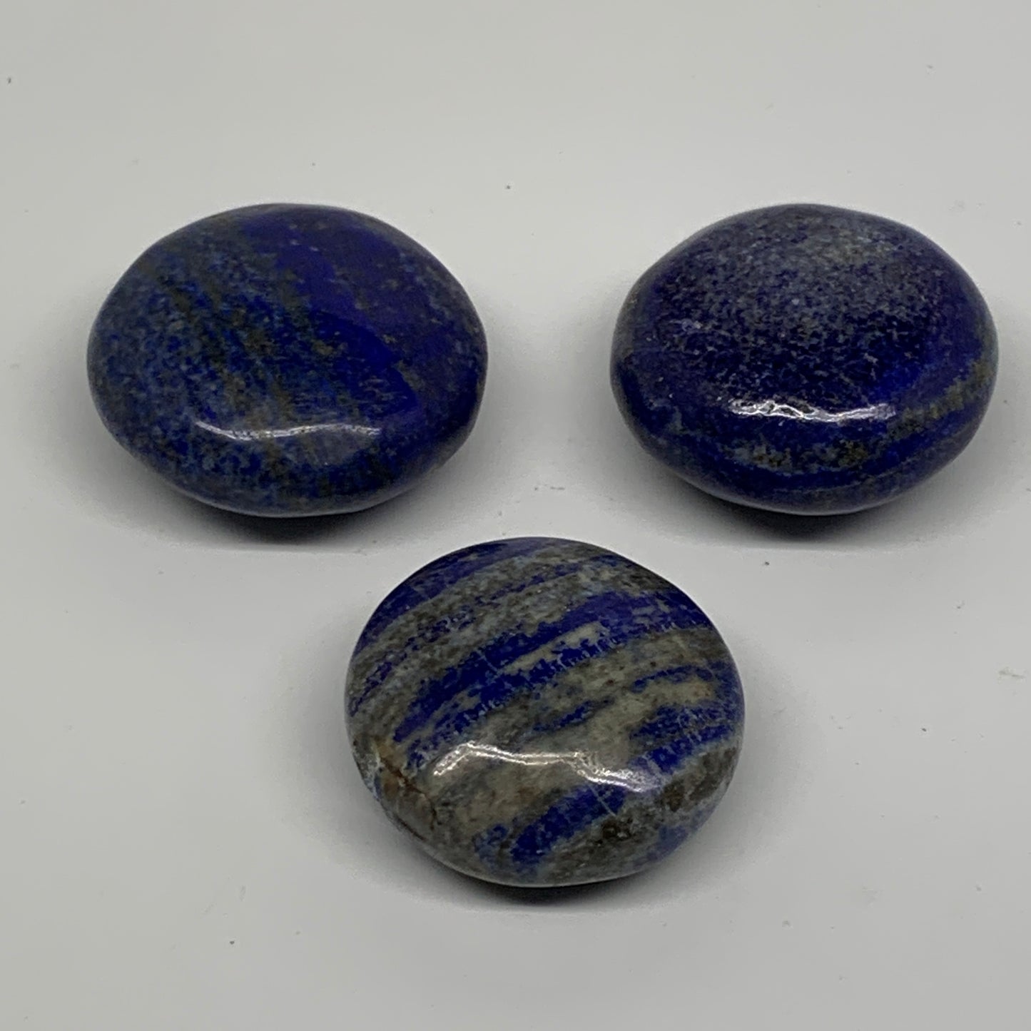 169.9g, 1.6"-1.7", 3pcs, Natural Lapis Lazuli Palm Stone @Afghanistan, B36919