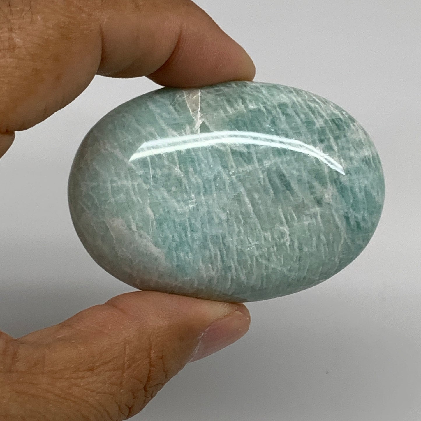 150g, 2.3"-2.3", 2pcs, Natural Amazonite Palm-Stone Tumbled Polished, B34715
