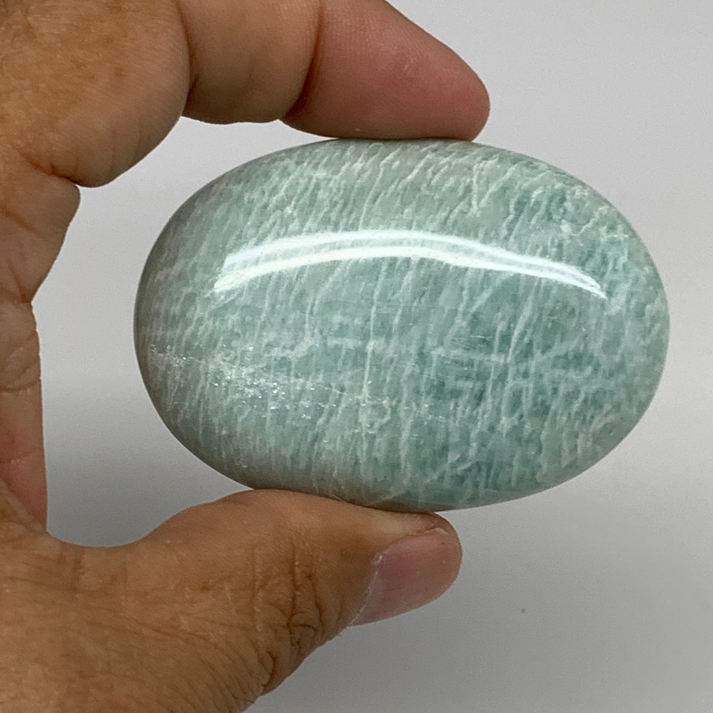 150g, 2.3"-2.3", 2pcs, Natural Amazonite Palm-Stone Tumbled Polished, B34715