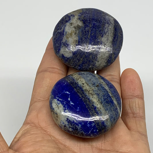 125.8g, 1.7"-1.8", 2pcs, Natural Lapis Lazuli Palm Stone @Afghanistan, B36920