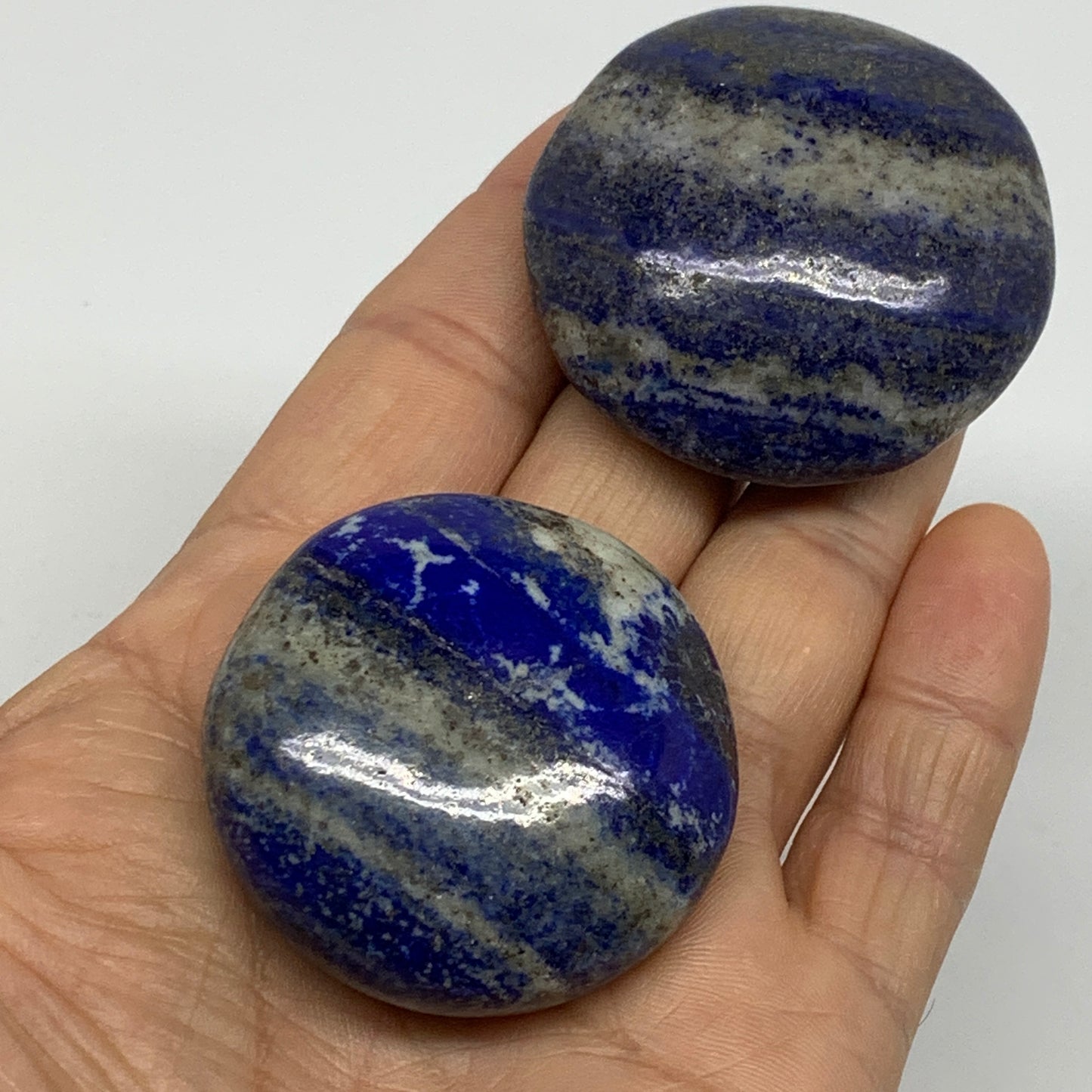 125.8g, 1.7"-1.8", 2pcs, Natural Lapis Lazuli Palm Stone @Afghanistan, B36920