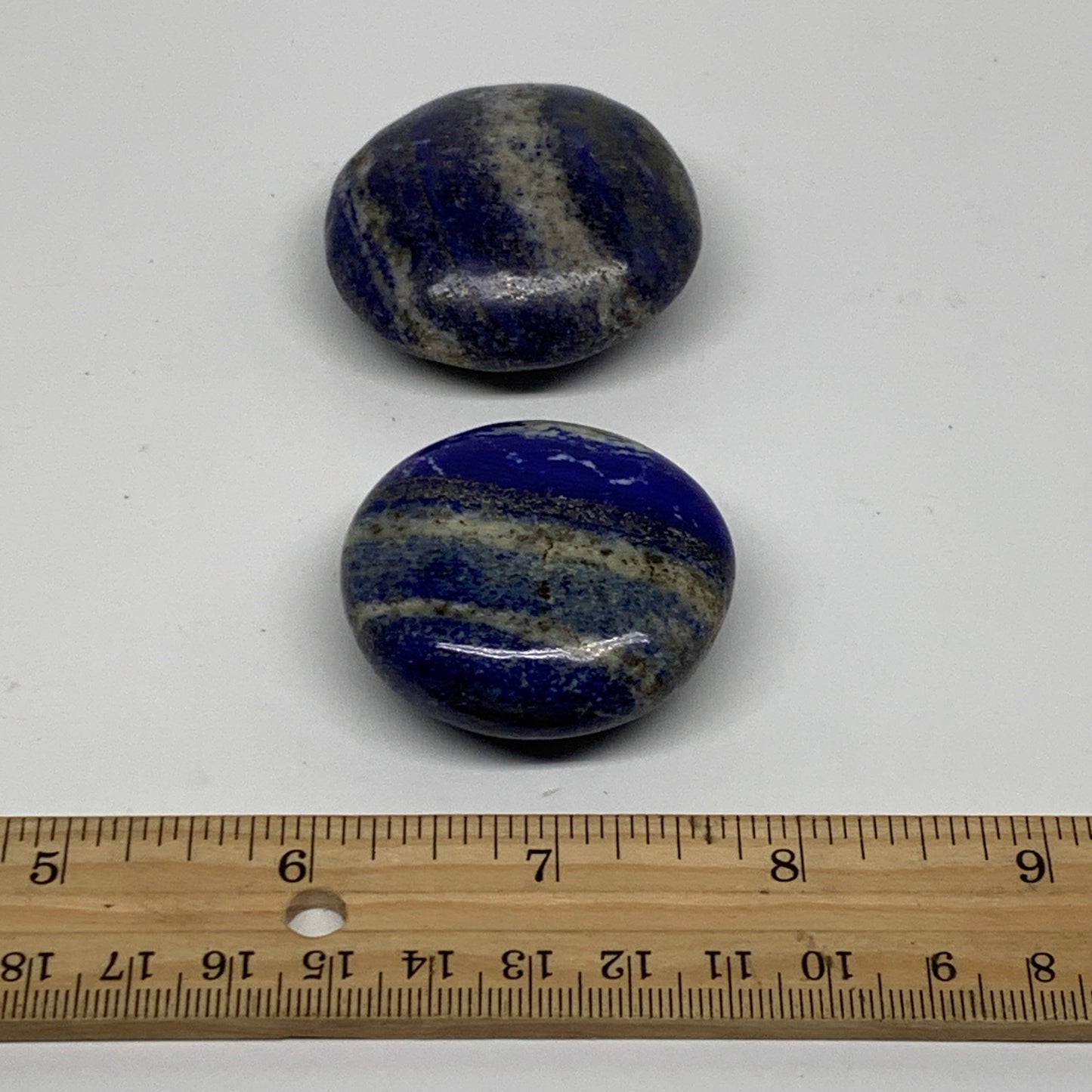 125.8g, 1.7"-1.8", 2pcs, Natural Lapis Lazuli Palm Stone @Afghanistan, B36920