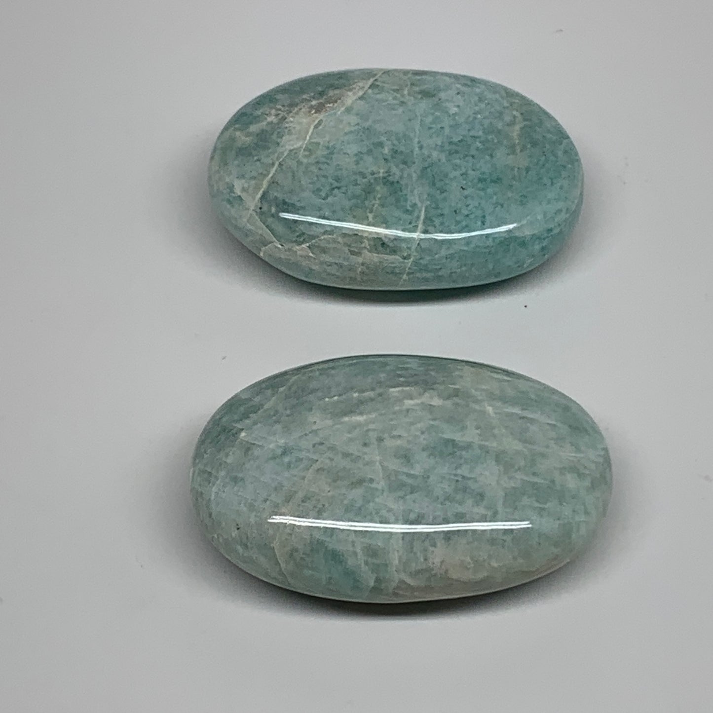 134.2g, 2.3"-2.3", 2pcs, Natural Amazonite Palm-Stone Tumbled Polished, B34716