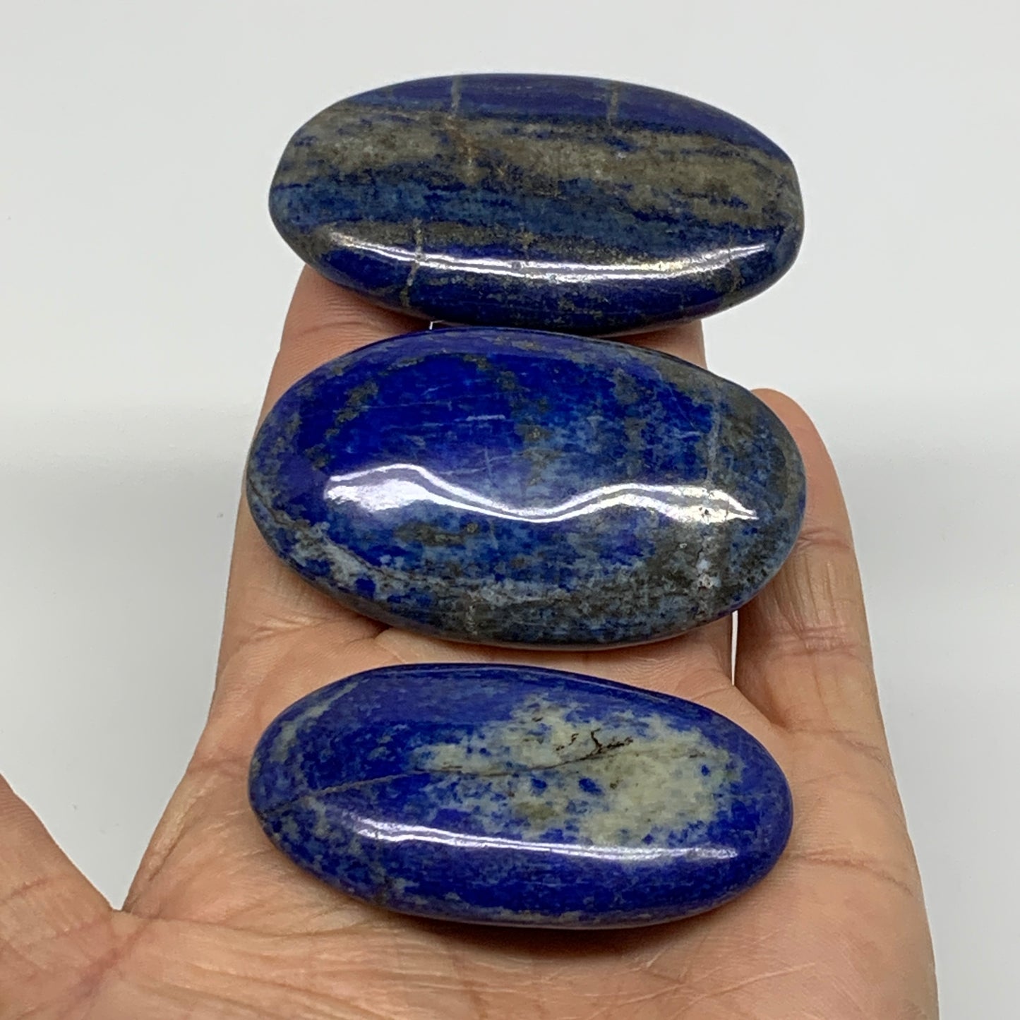 154.2g, 2.2"-2.5", 3pcs, Natural Lapis Lazuli Palm Stone @Afghanistan, B36921