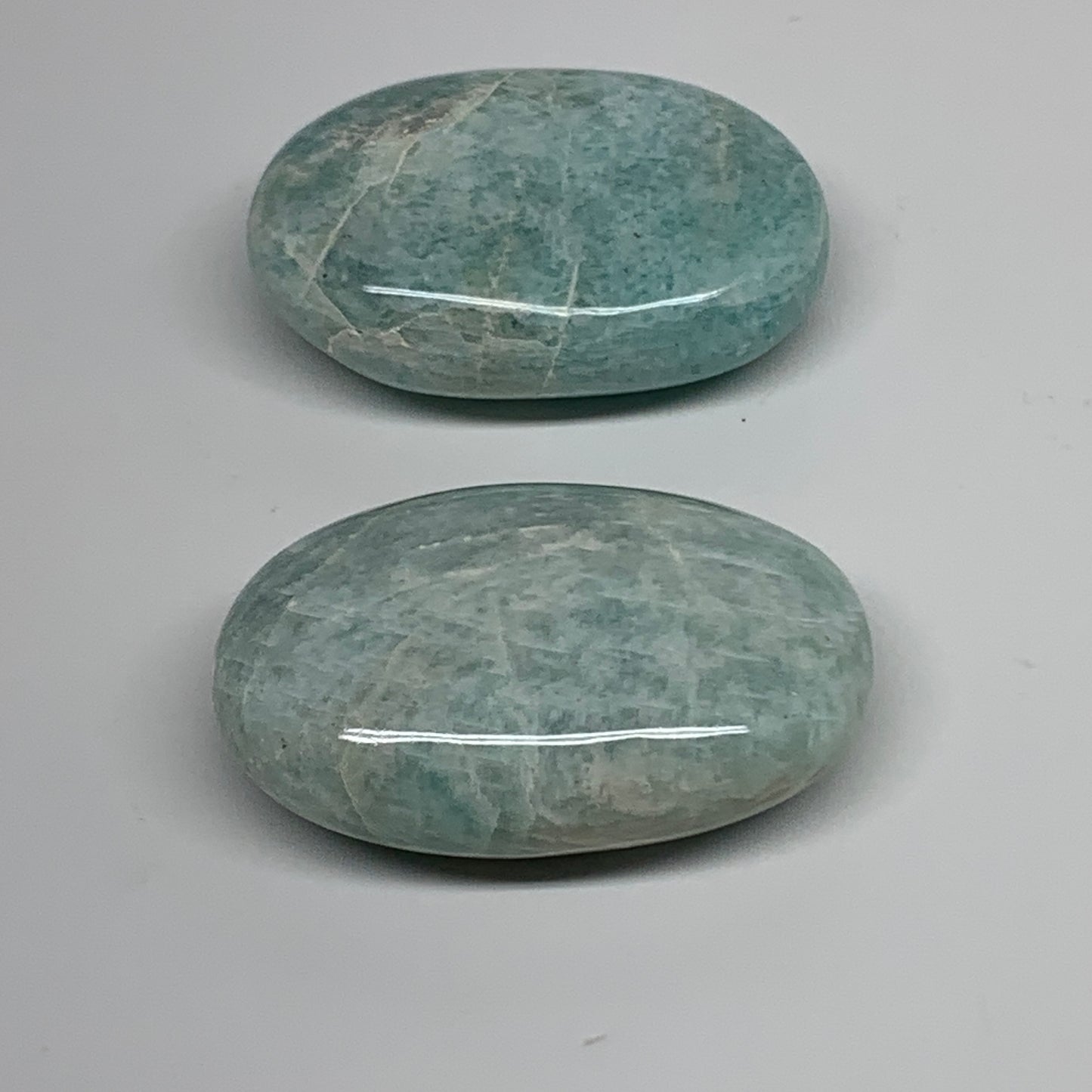 134.2g, 2.3"-2.3", 2pcs, Natural Amazonite Palm-Stone Tumbled Polished, B34716