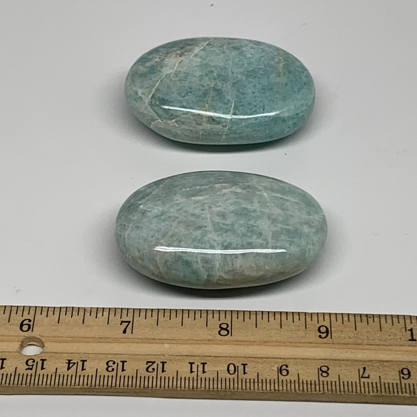 134.2g, 2.3"-2.3", 2pcs, Natural Amazonite Palm-Stone Tumbled Polished, B34716