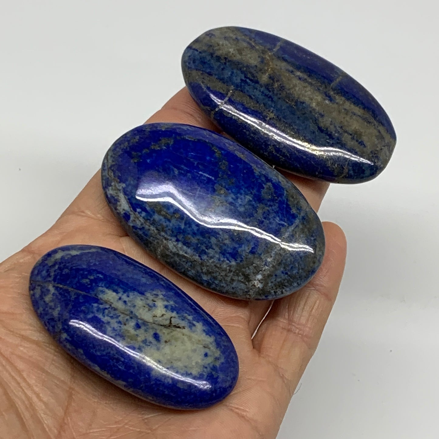 154.2g, 2.2"-2.5", 3pcs, Natural Lapis Lazuli Palm Stone @Afghanistan, B36921