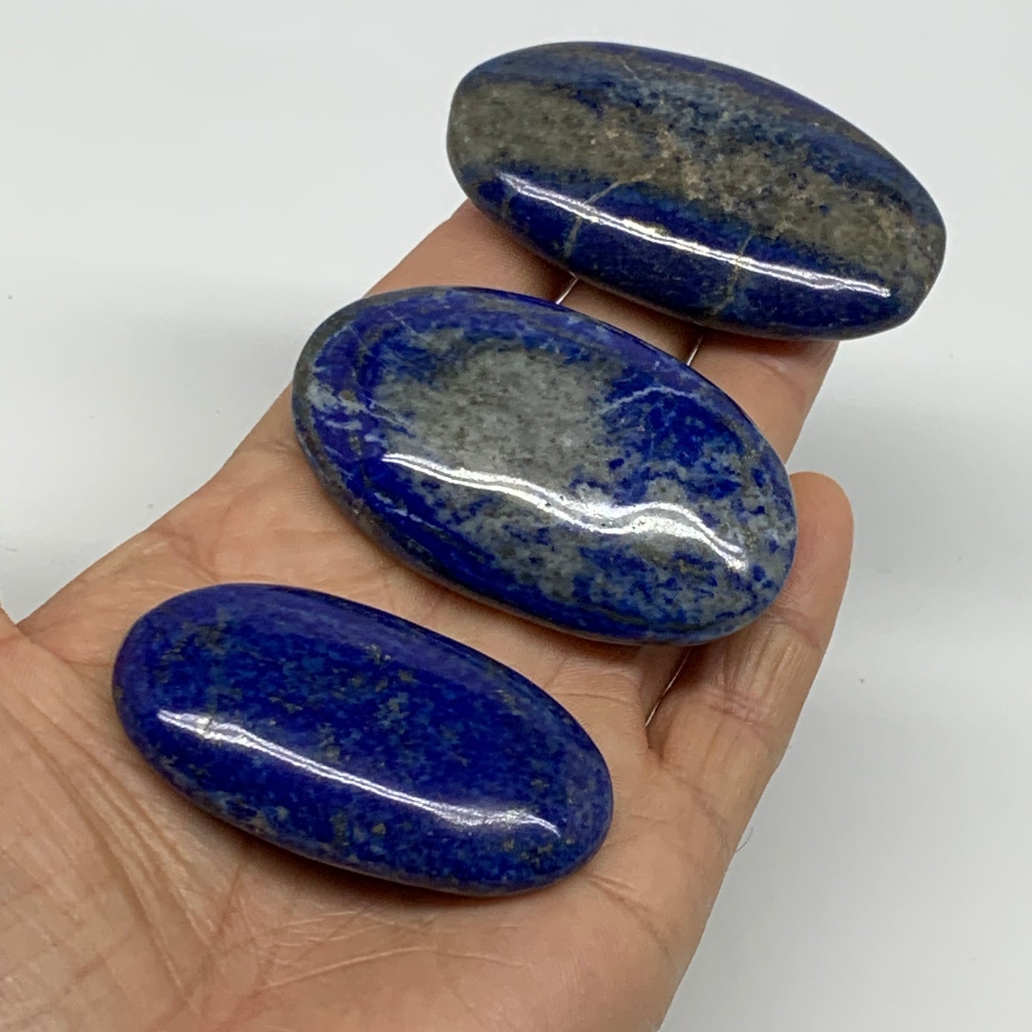 154.2g, 2.2"-2.5", 3pcs, Natural Lapis Lazuli Palm Stone @Afghanistan, B36921