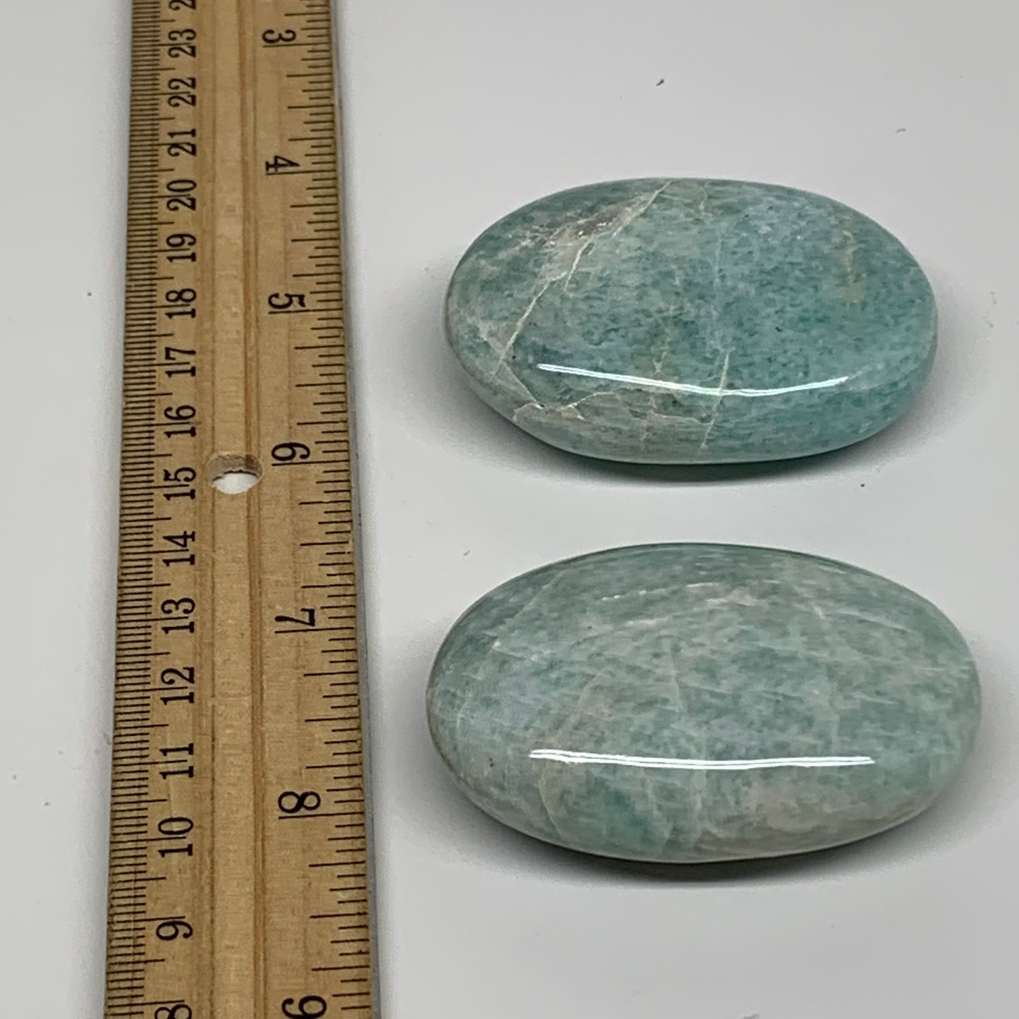 134.2g, 2.3"-2.3", 2pcs, Natural Amazonite Palm-Stone Tumbled Polished, B34716