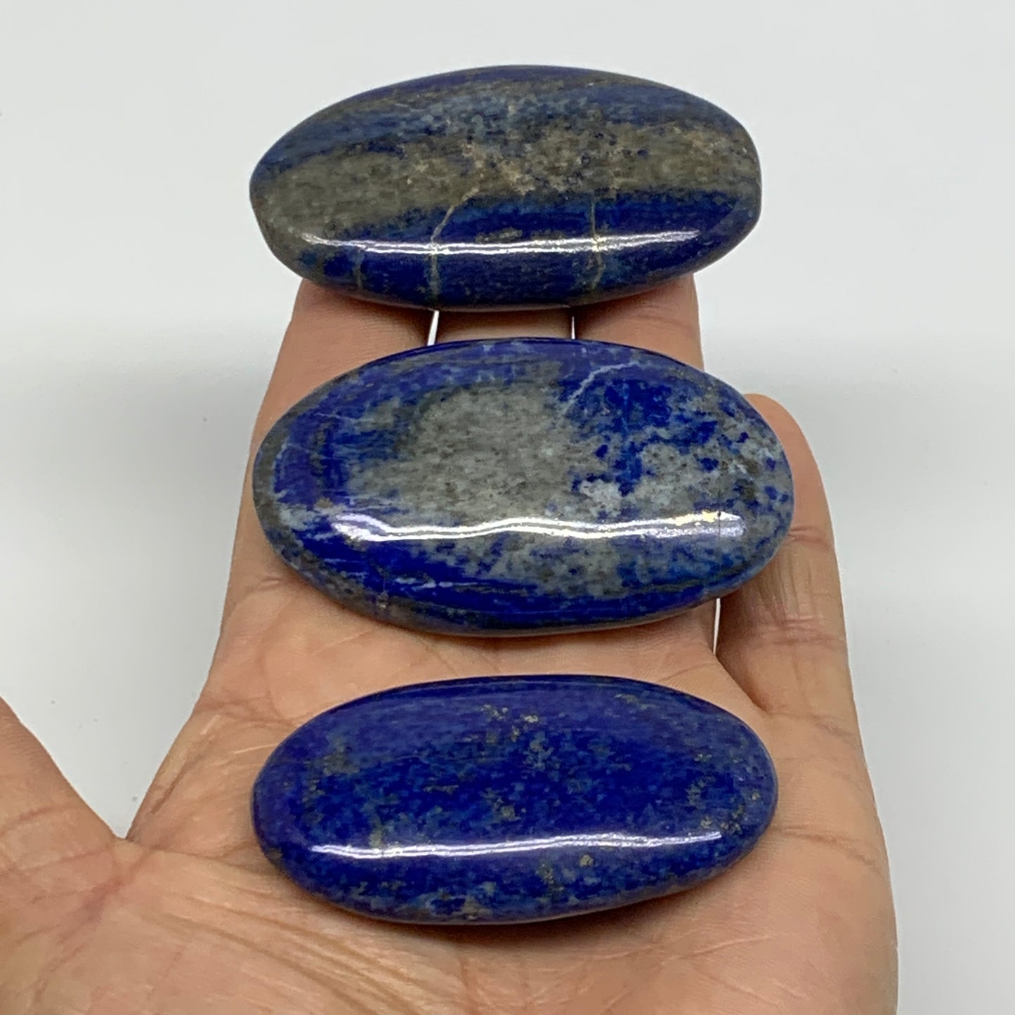 154.2g, 2.2"-2.5", 3pcs, Natural Lapis Lazuli Palm Stone @Afghanistan, B36921