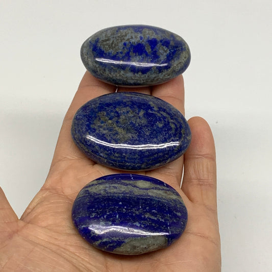 149.9g, 1.8"-2.1", 3pcs, Natural Lapis Lazuli Palm Stone @Afghanistan, B36922