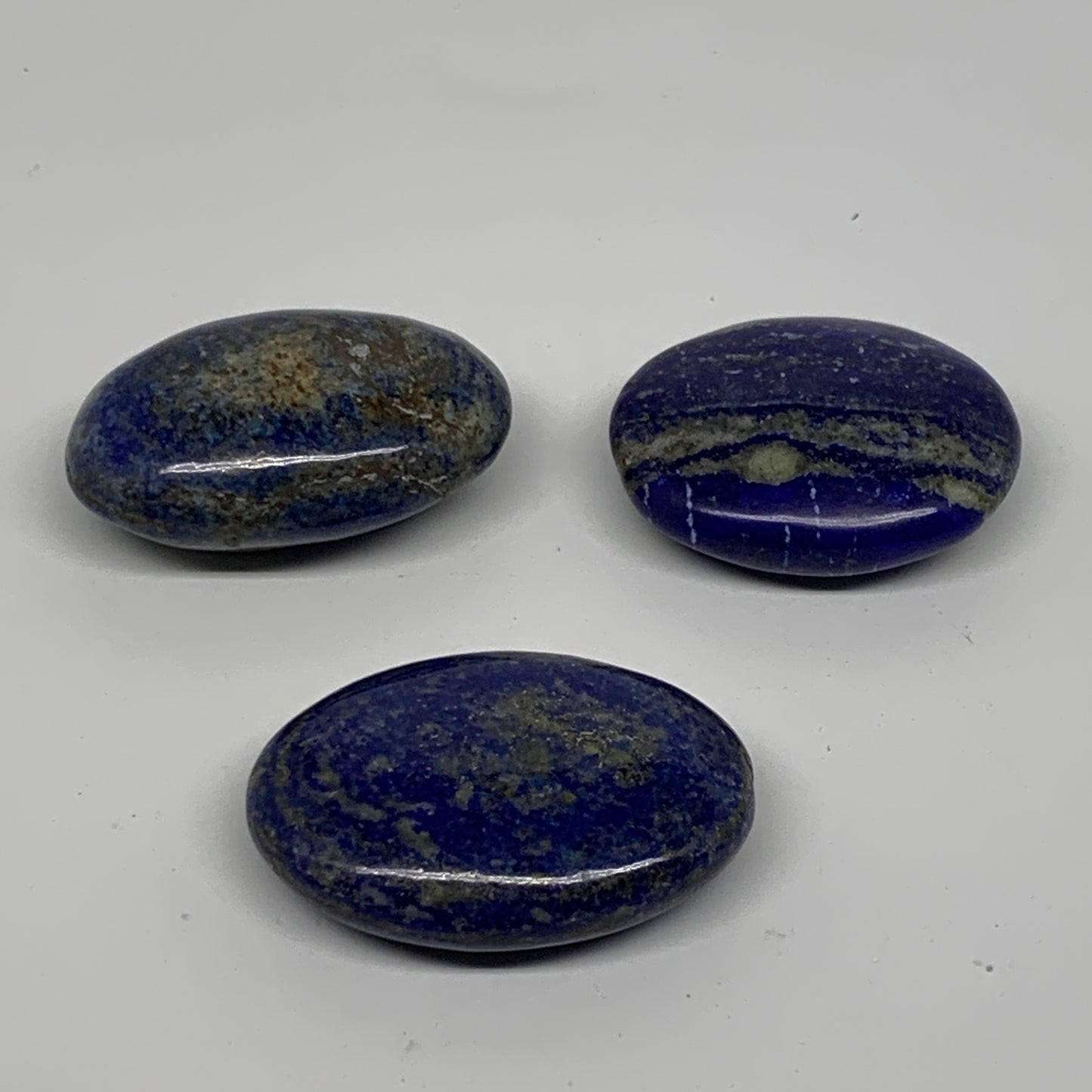 149.9g, 1.8"-2.1", 3pcs, Natural Lapis Lazuli Palm Stone @Afghanistan, B36922