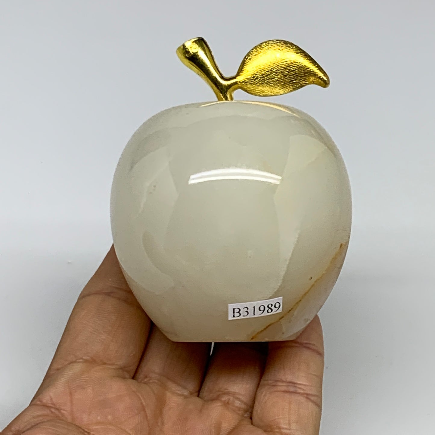 375g, 2.3"x2.4" Natural Green Onyx Apple Gemstone from Afghanistan, B31989