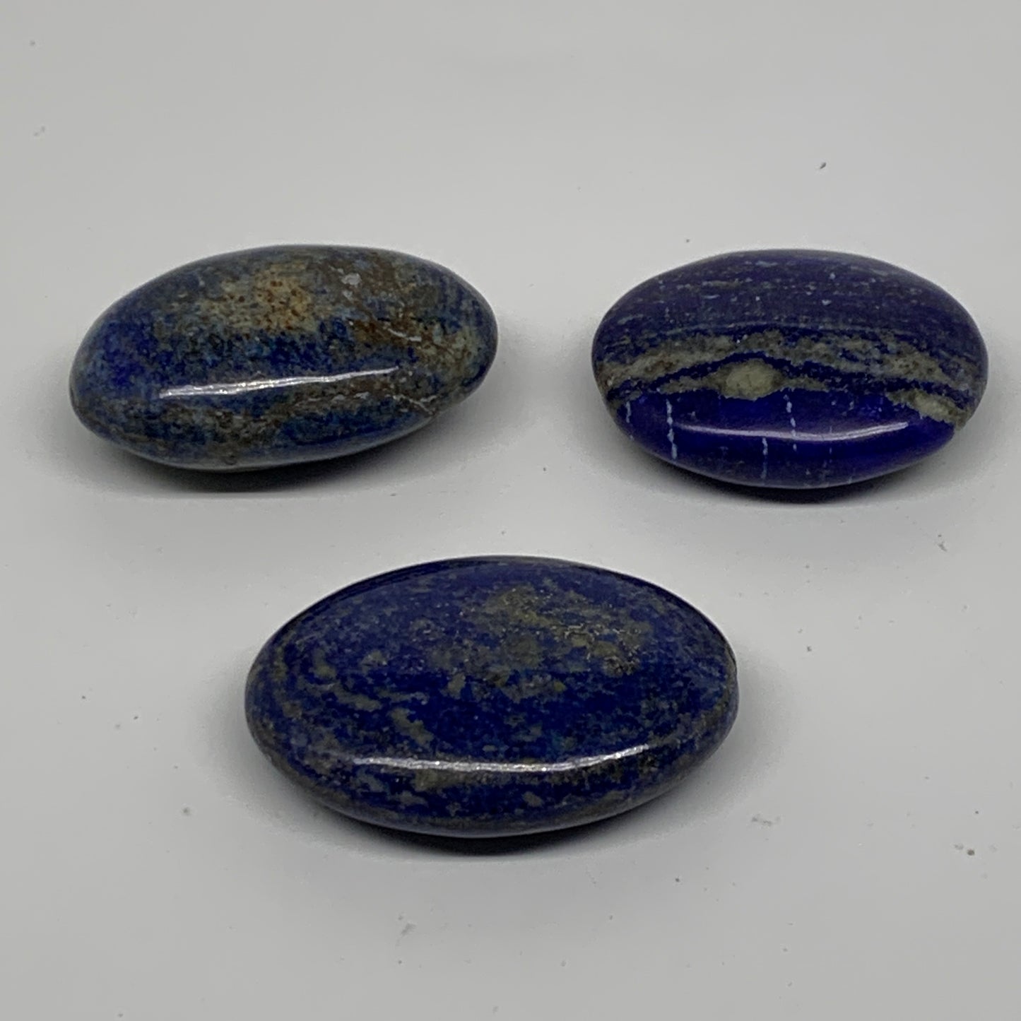 149.9g, 1.8"-2.1", 3pcs, Natural Lapis Lazuli Palm Stone @Afghanistan, B36922
